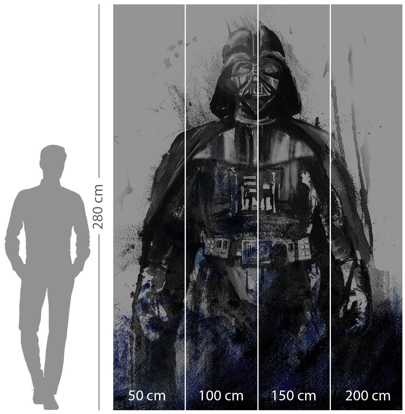 Komar Vliestapete »Digitaldruck Vlies - Star Wars Watercolor Vader - Größe 200 x 280 cm«, bedruckt, Kinderzimmer