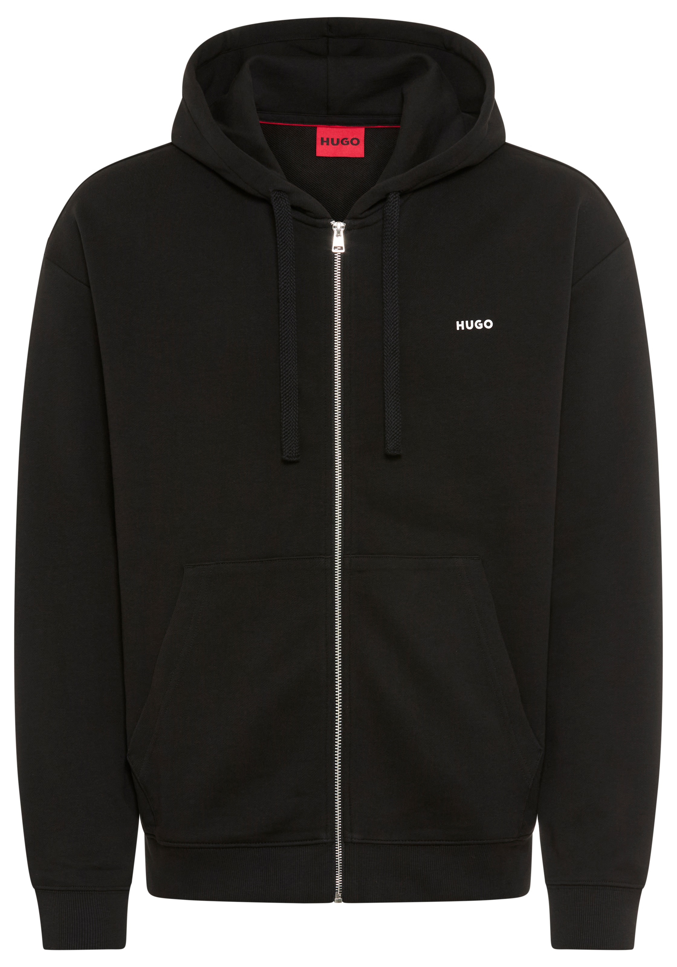 HUGO Kapuzensweatjacke Relaxed Fit, Kapuze, Taschen