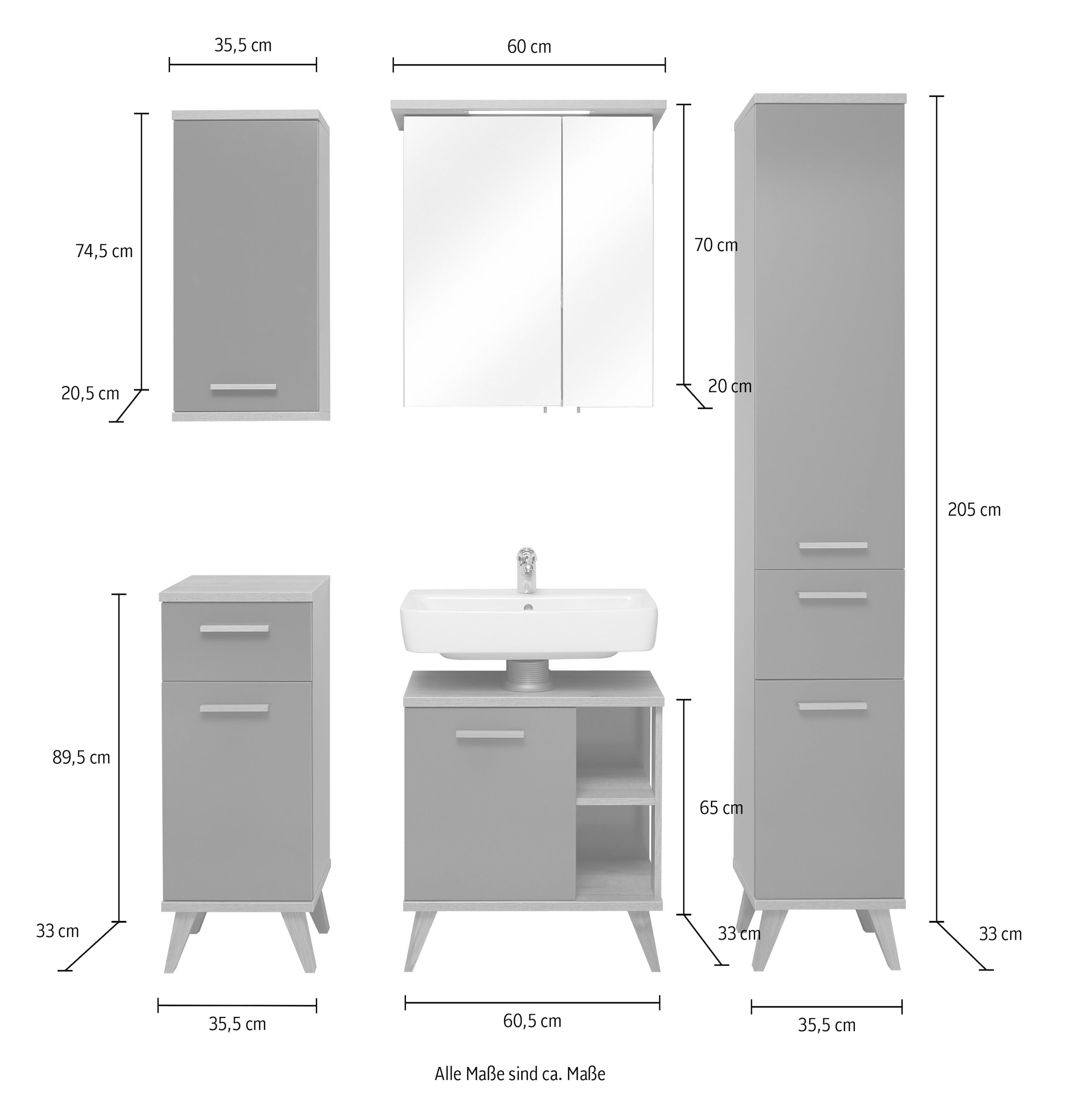 Saphir Badmöbel-Set »5-teilig, mit Soft-Close Türen« Set, 5 Stk. tlg.