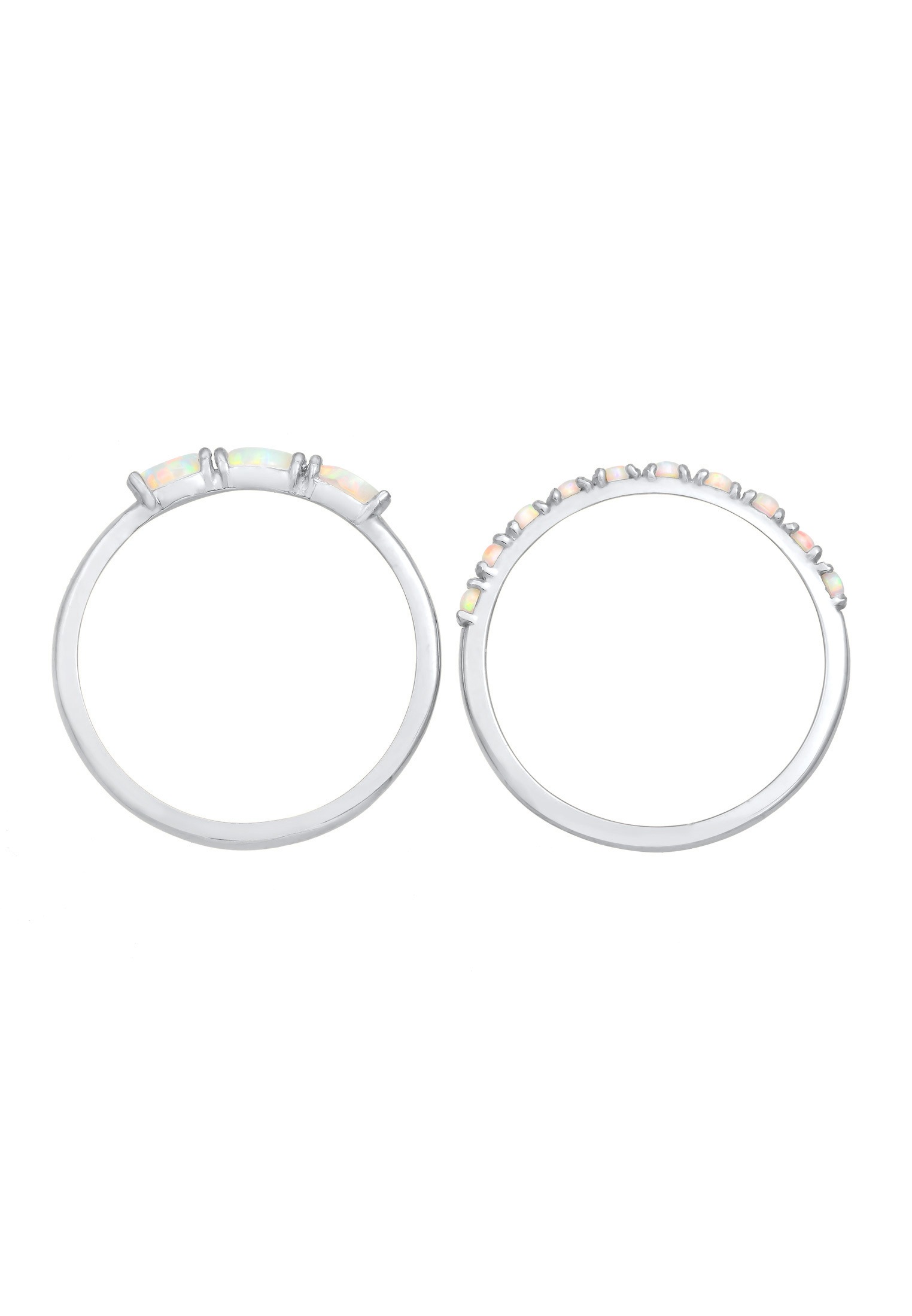 Elli Ring-Set »Ring Vintage Cabochon Opal 2er-Set 925 Sterling Silber vergoldet«