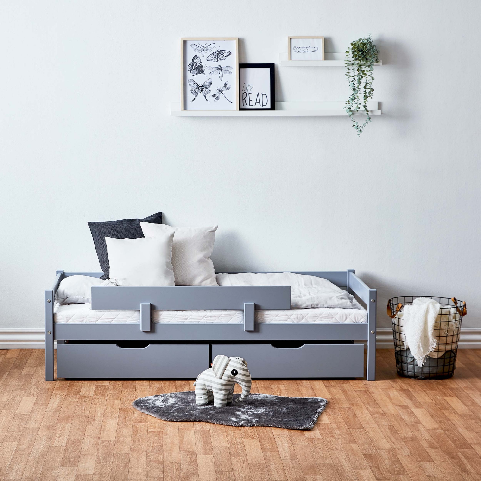Lüttenhütt Jugendbett »ECO One«, Kinderbett mit Rausfallschutz, mit 2 Schubkästen
