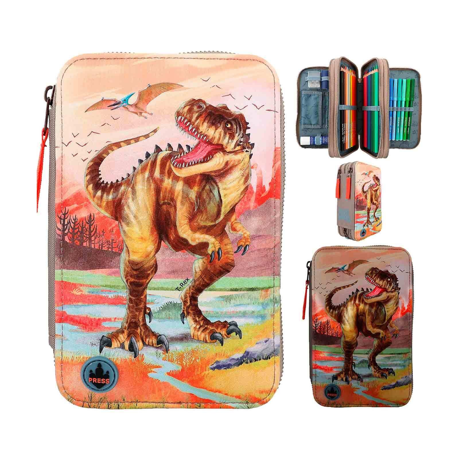 Depesche Buntstift »3-Fach Federtasche LED Dino World 20 x 13 cm khaki«