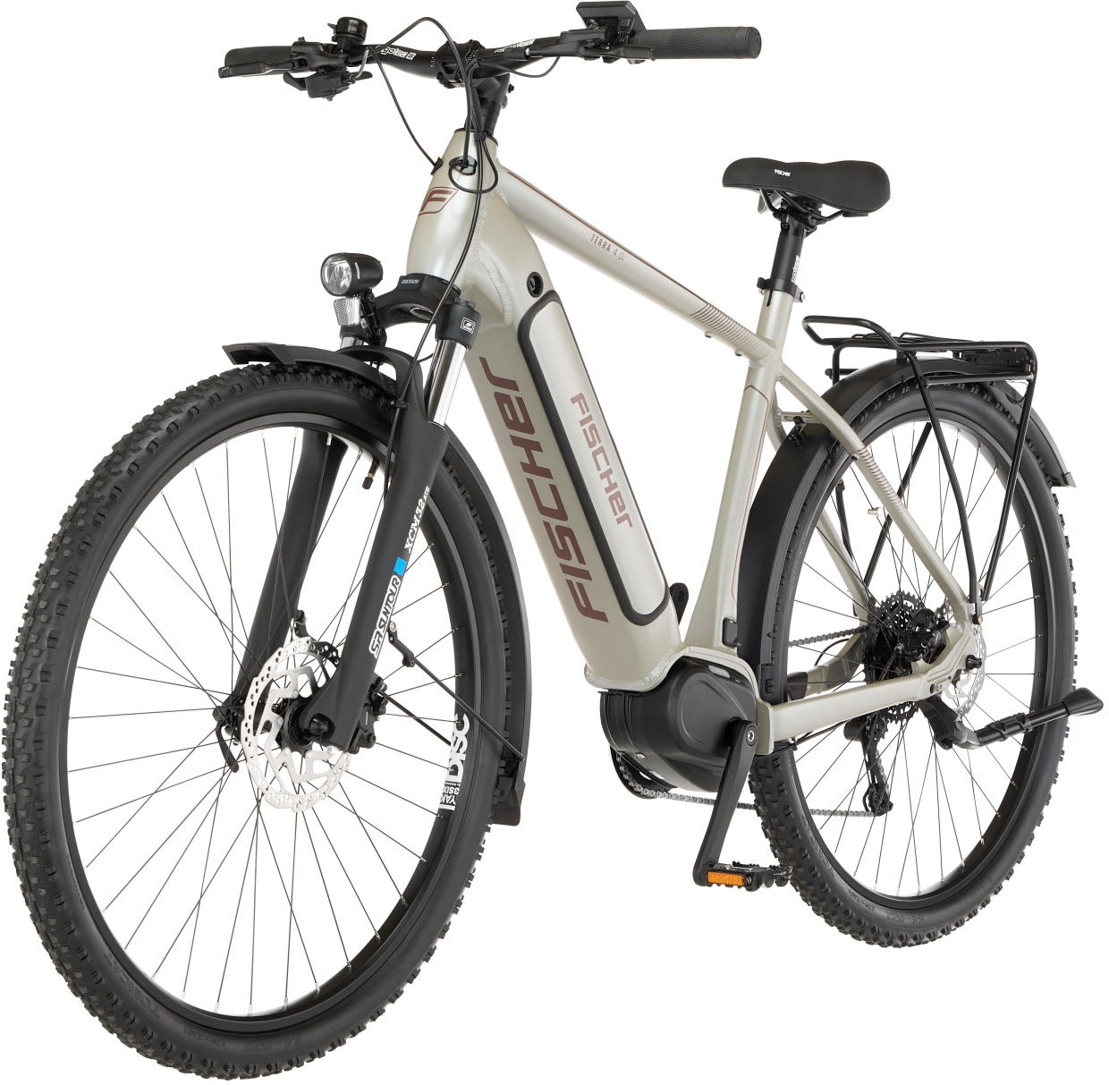 FISCHER Fahrrad E-Bike »TERRA 4.0i 55«, 10 Gang, Shimano, Deore, Mittelmotor 250 W, (mit Fahrradschloss), Pedelec, Elektrofahrrad für Damen u. Herren