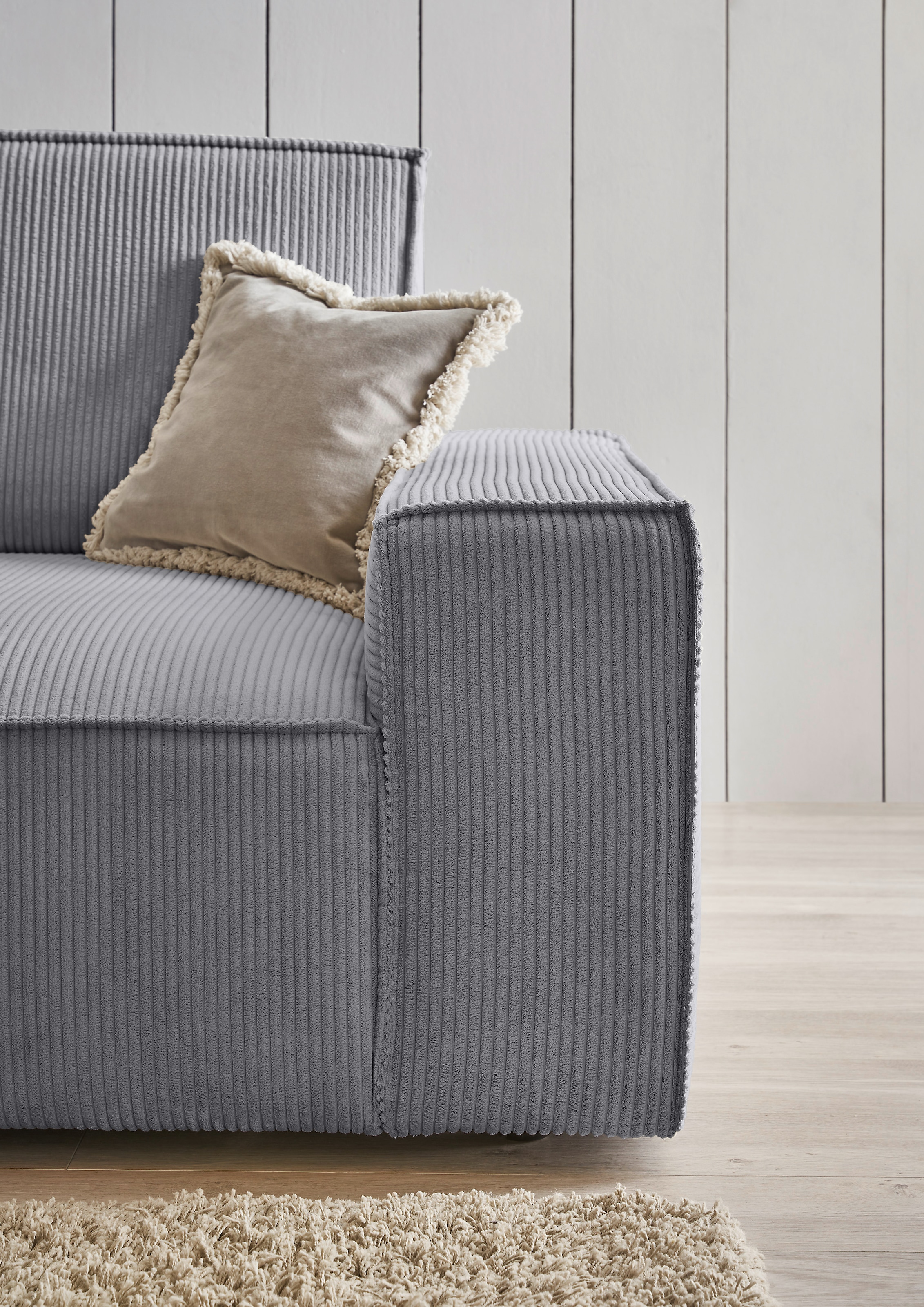Home affaire Ecksofa »NEU: SHERWOODL XXL 284, Big-Sofa L-Form, tiefe Sitzfläche 95 cm, Cord,«, Leinenoptik, Recamiere rechts/links, auch als Schlafsofa stellbar