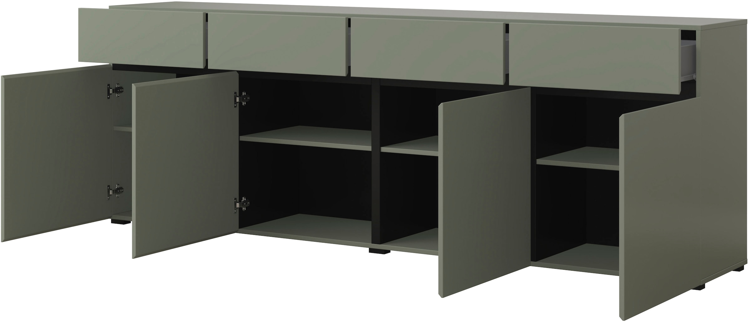 INOSIGN Sideboard »Cross,Breite 225 cm, moderne grifflose Kommode,4 Türen/4 Schubkästen«, Schubladenschrank mit viel Stauraum, Einlegeböden verstellbar