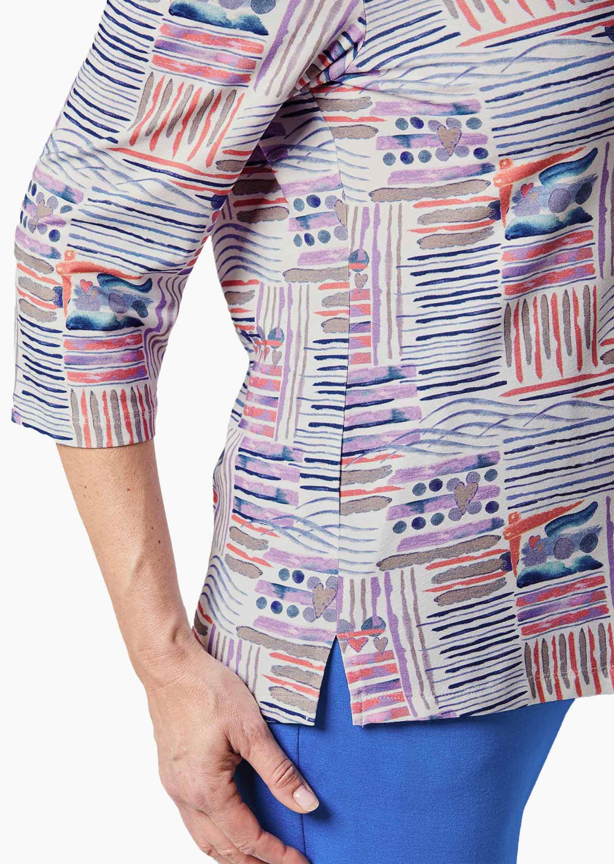 GOLDNER Print-Shirt »Tunika-Druckshirt mit Stehkragen«