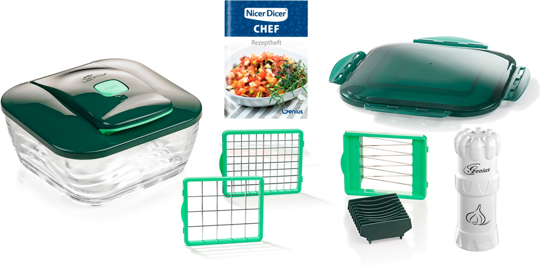 Zerkleinerer »Nicer Dicer Chef inkl. Knoblauch-Schneider G5, Set 10-tlg.«, ermöglichen...