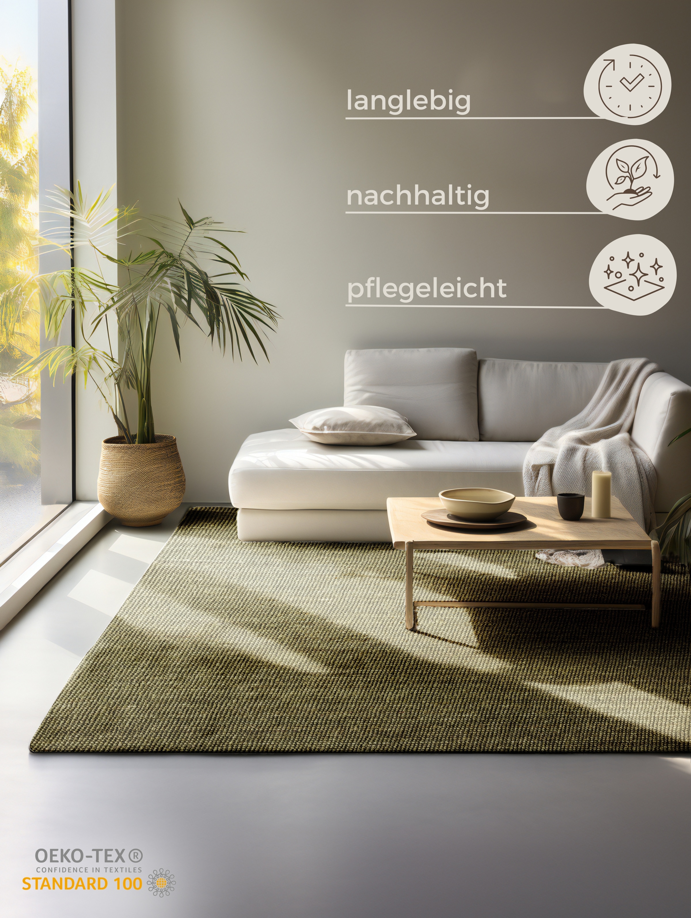 HANSE Home Teppich »Jaipur«, rechteckig, 10 mm Höhe, Jute, Natur, Wohnzimmer, Esszimmer, Schlafzimmer, Flur, Läufer, Boho