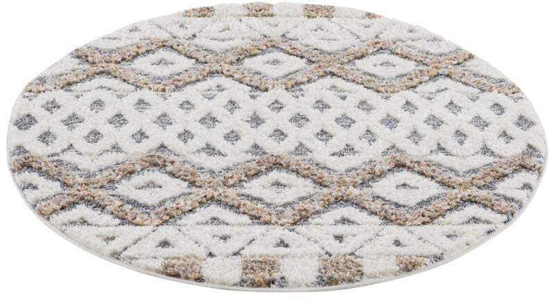 Carpet City Hochflor-Teppich »Focus 3050«, rund, Boho-Teppich, besonders weich, 3D-Effekt, Rauten Design