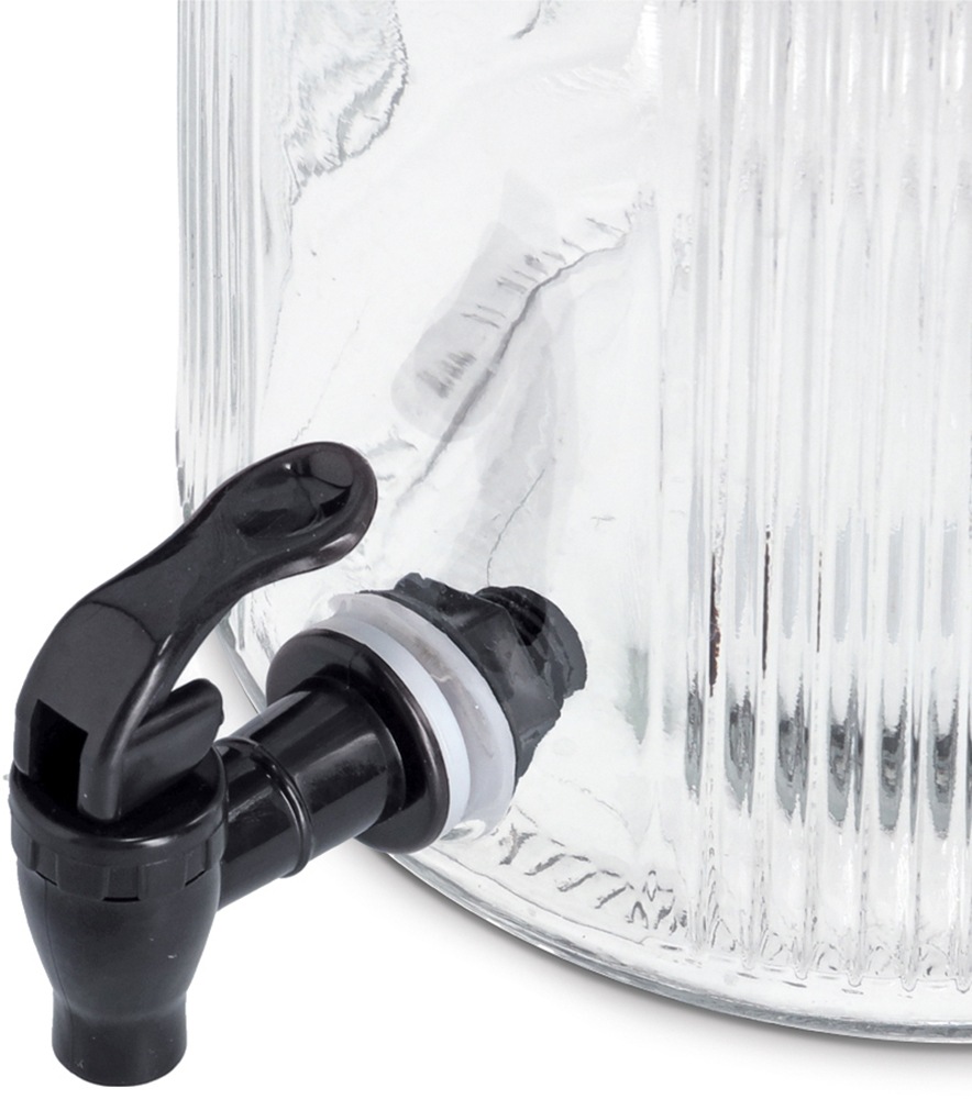 Zeller Present Getränkespender »Glas mit Zapfhahn, Glas/Metall« vielfältig einsetzbar, 3900 ml, Riffeloptik