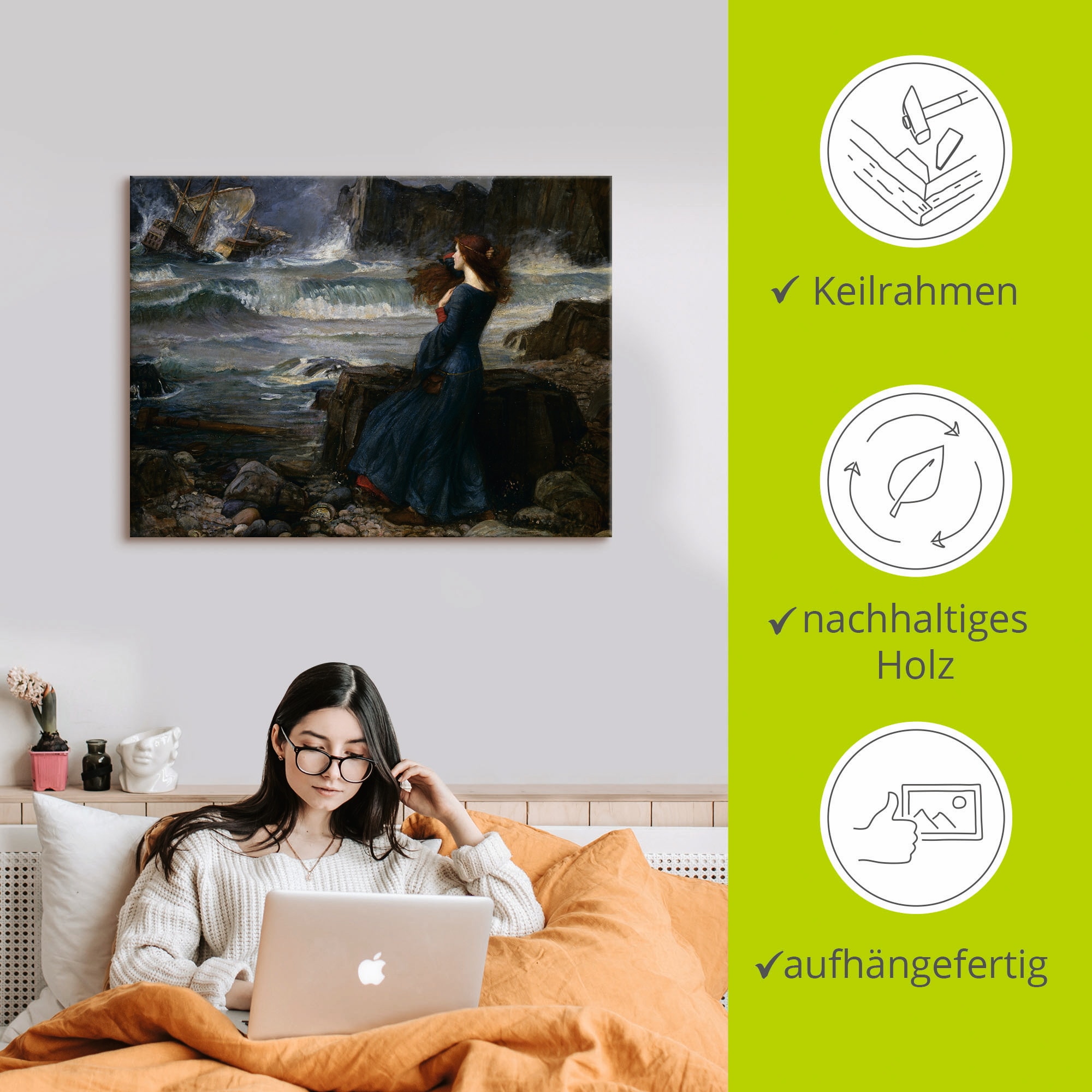 Artland Leinwandbild »Der Sturm I« Frau 1 Stk. tlg. auf Holzrahmen gespannt