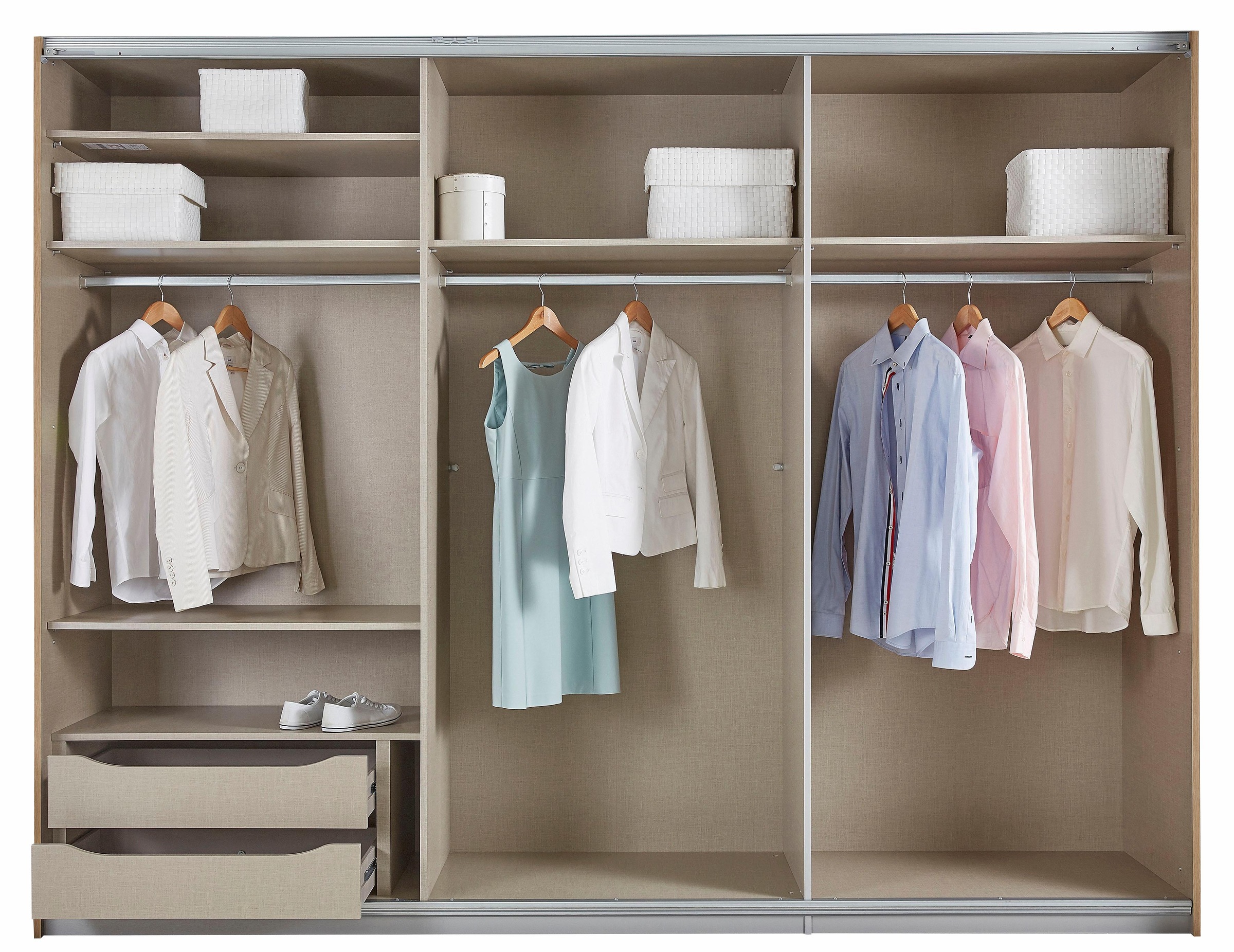 rauch Schwebetürenschrank »Kleiderschrank Schrank Garderobe Schlafzimmerschrank TUBONA«, inkl. Schubkasteneinsatz und zusätzlichen Einlegeböden MADE IN GERMANY