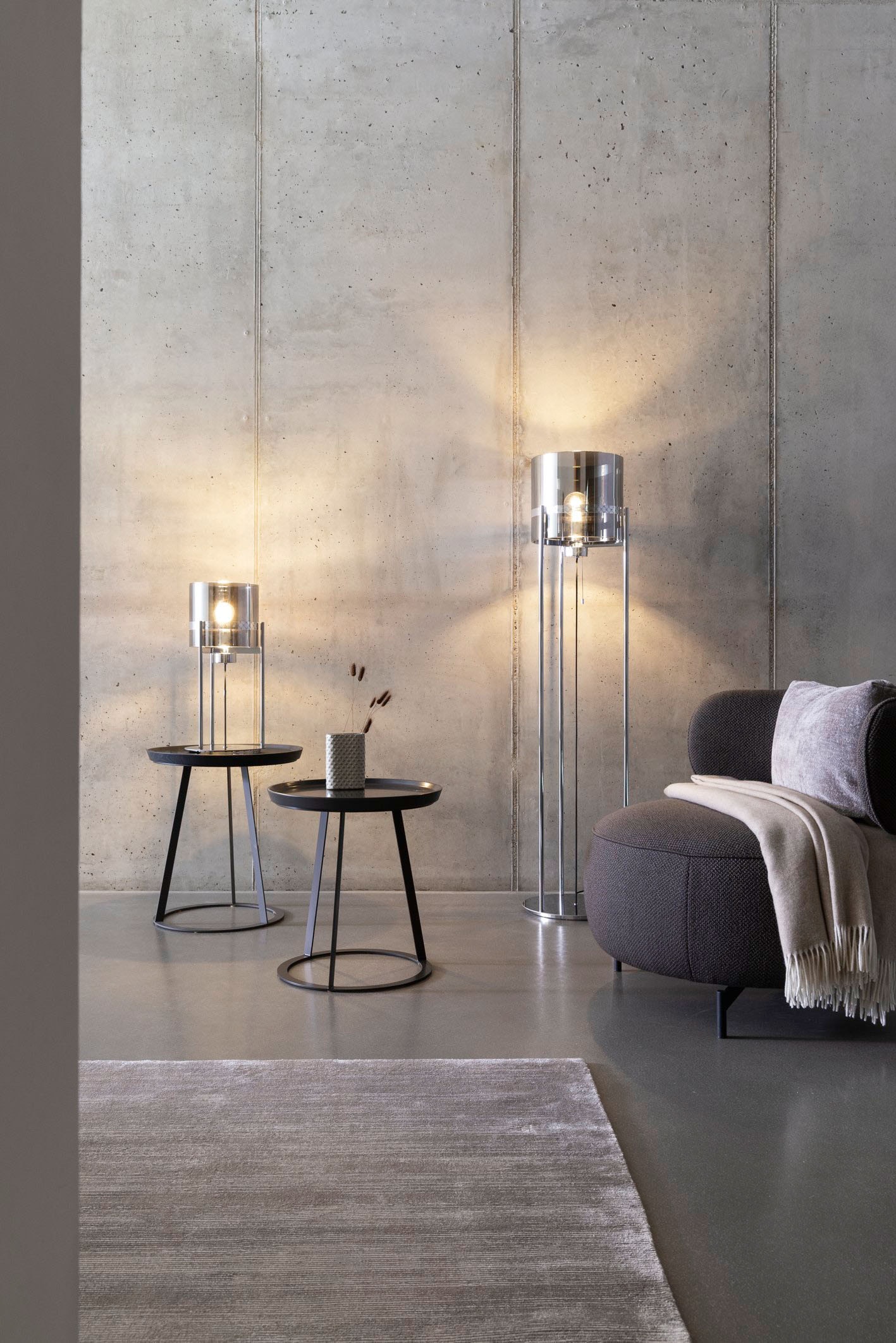 Fumé-Glasschirm mit rundem Tischleuchte und eingelassenem online Joop! LIGHTS«, bei Metall-Dekorband kaufen »ROUND OTTO