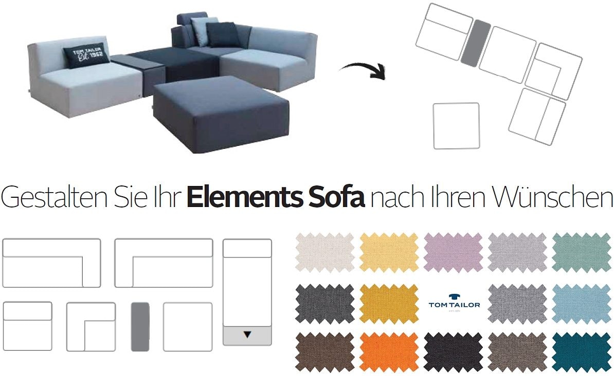 TOM TAILOR HOME Ecksofa »ELEMENTS«, (Set), aus 2 Sofa-Eckelementen, Ottomane rechts