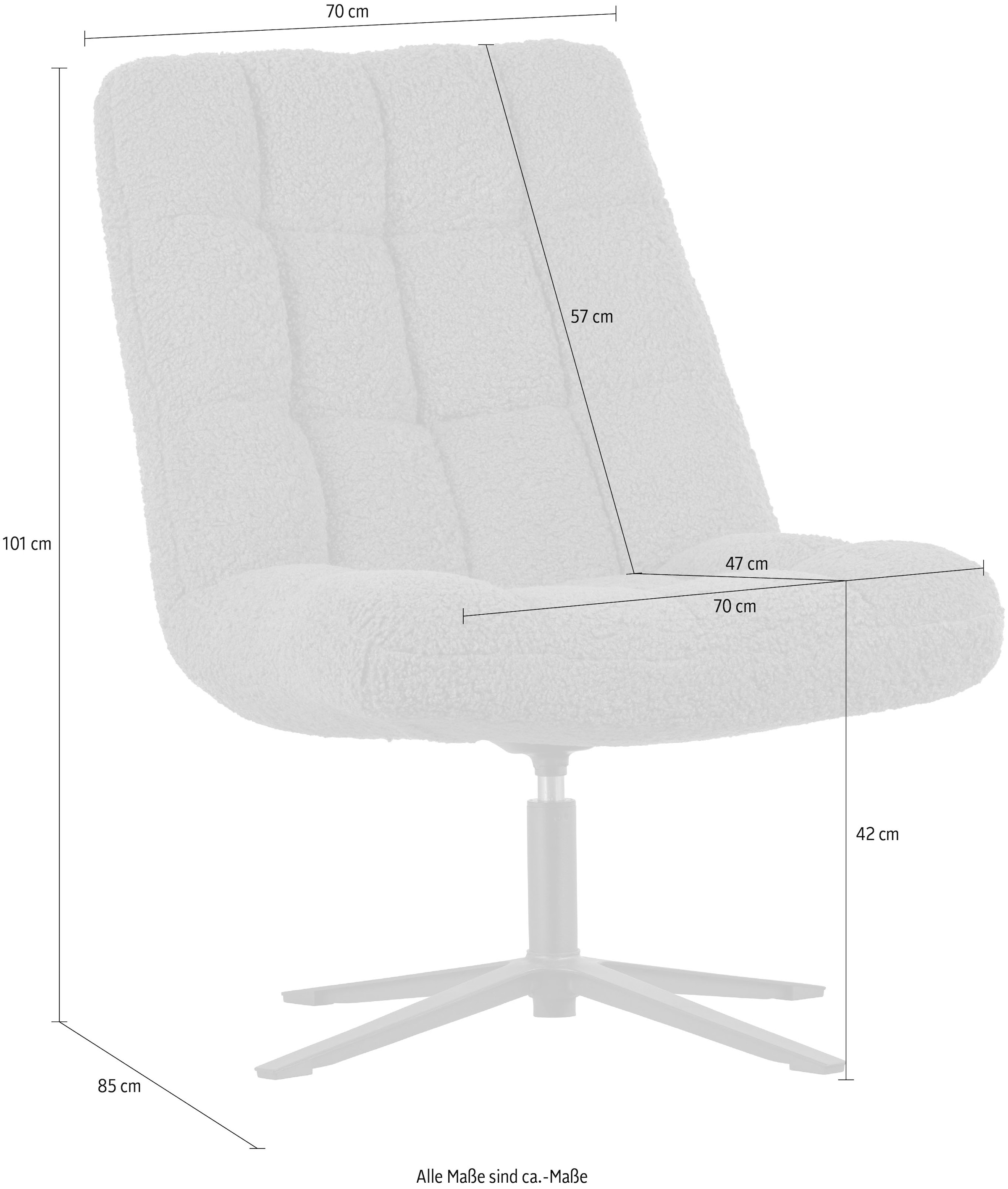 WOOOD Drehsessel »Job mit Teddy-Bezug und Drehmechanismus B 70 x T 85 x H 101 cm« Sehr hohe Verschleißfestigkeit, Tragkraft 140 kg, 360° Drehmechanismus