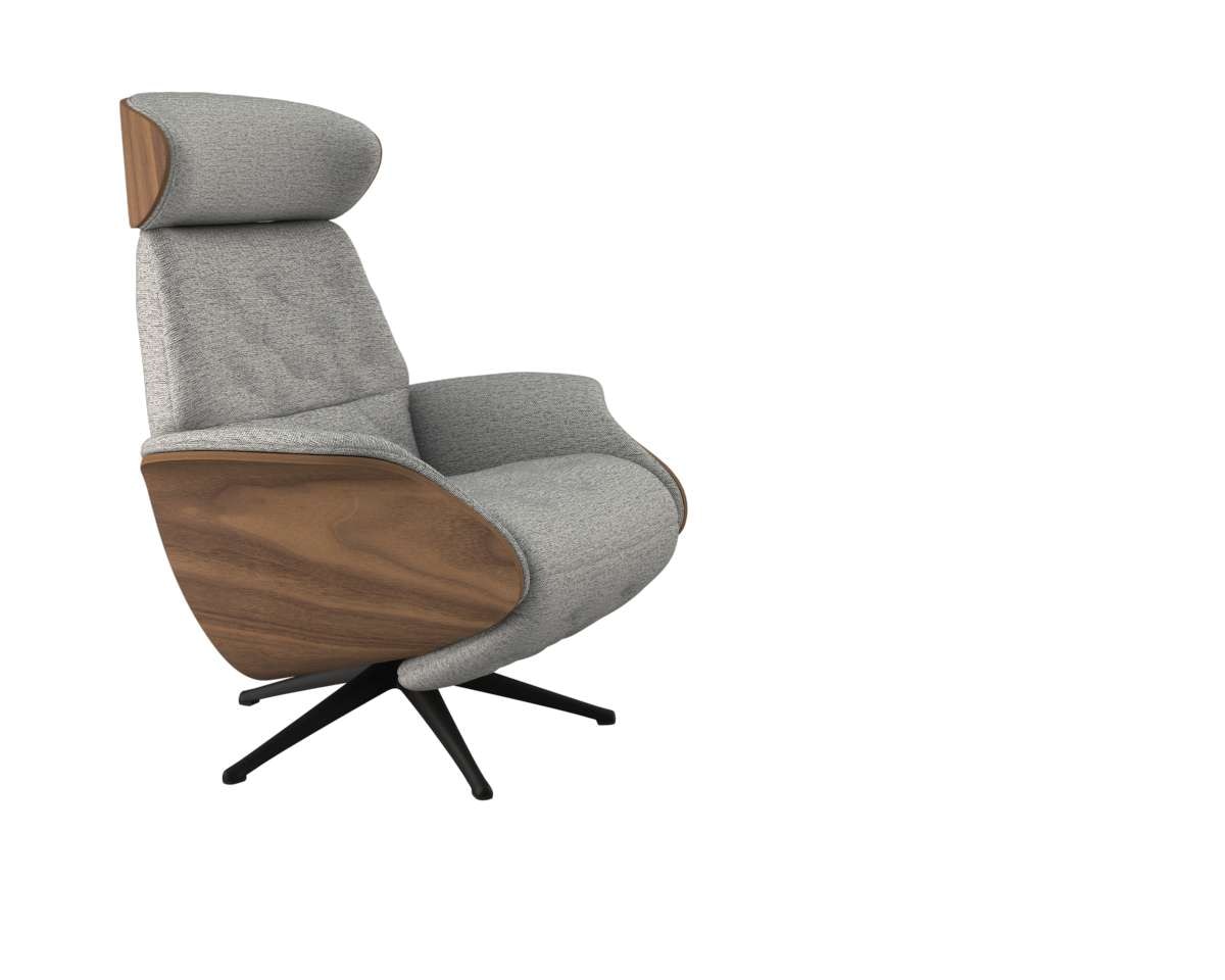 FLEXLUX Relaxsessel »Volden elektrischer Funktionsessel« Größe M, Rücken & Fußteil elektrisch, Akku, Arml. Walnuss, Fuß schwarz