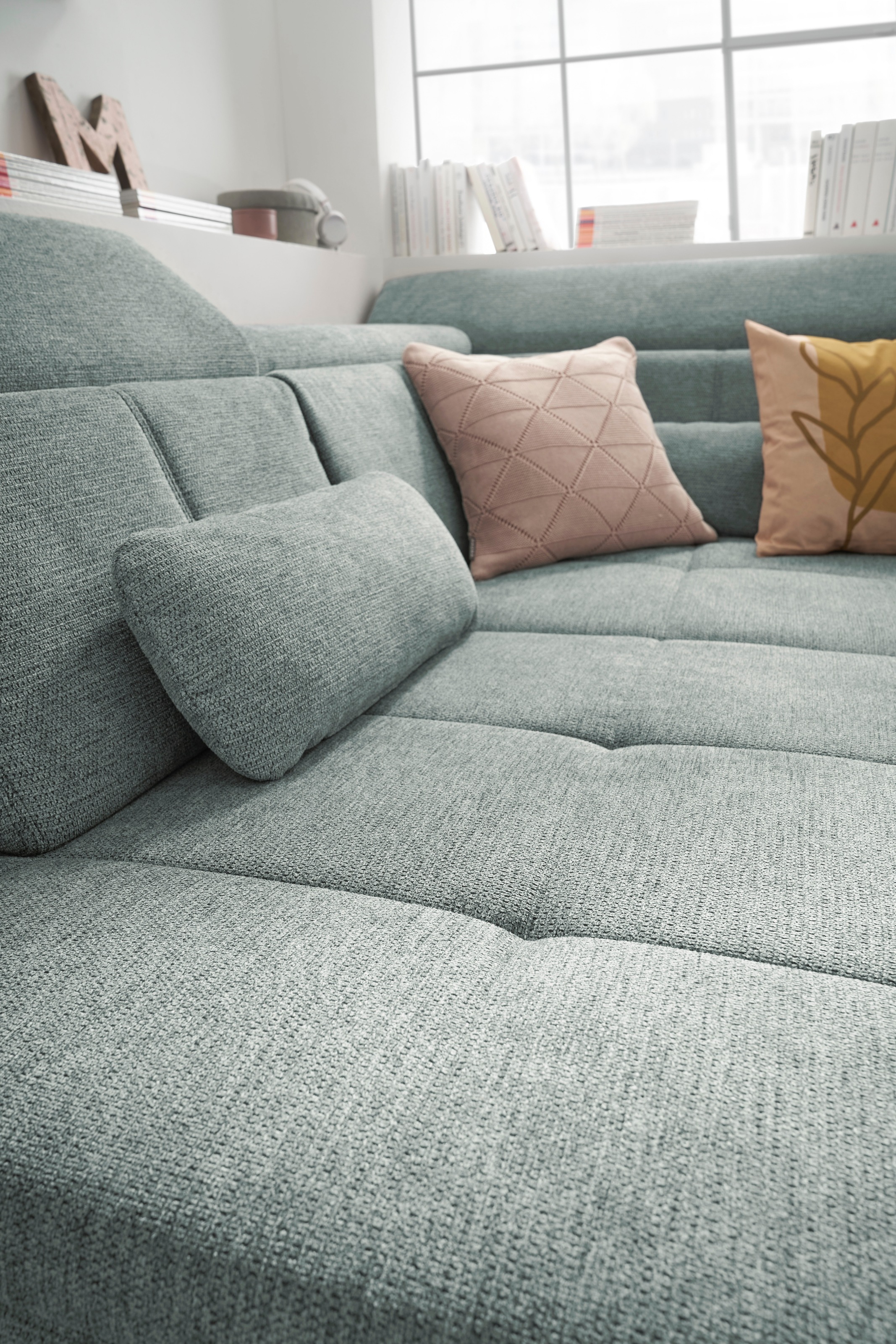 set one by Musterring Ecksofa »SO 3400, Komfortsitzhöhe 47cm oder 49cm, inkl. Sitztiefenverstellung«, verschiedene Funktionen, Kaltschaumpolsterung, Stellmaße 220 x 317 cm