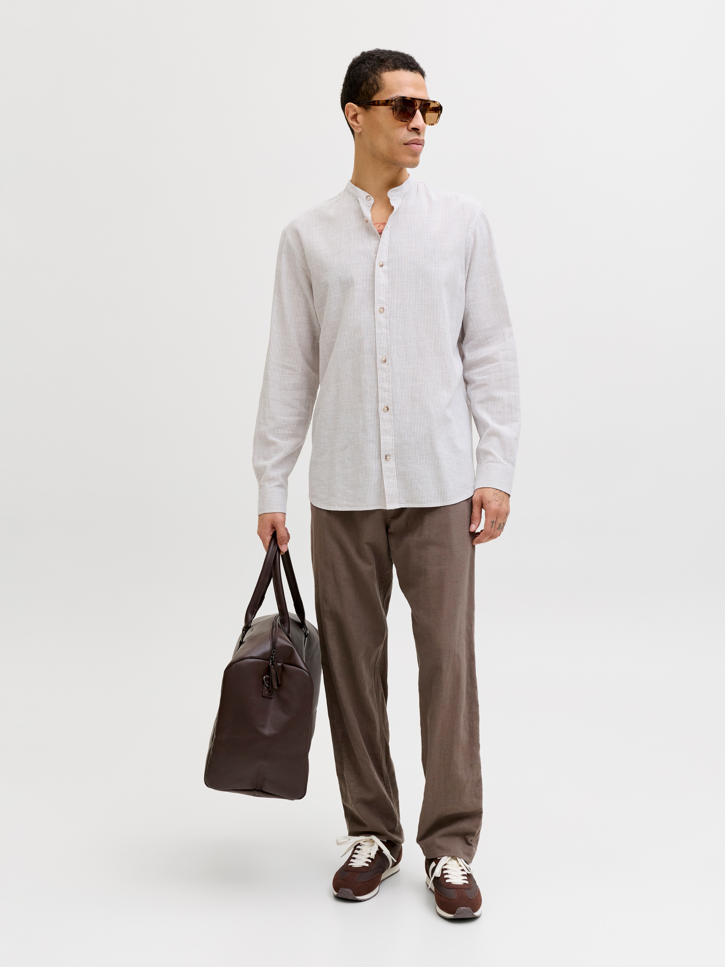 Jack & Jones Langarmhemd »JJESUMMER LINEN BLEND BAND SHIRT L/S SN« Baumwollmischung, regular fit