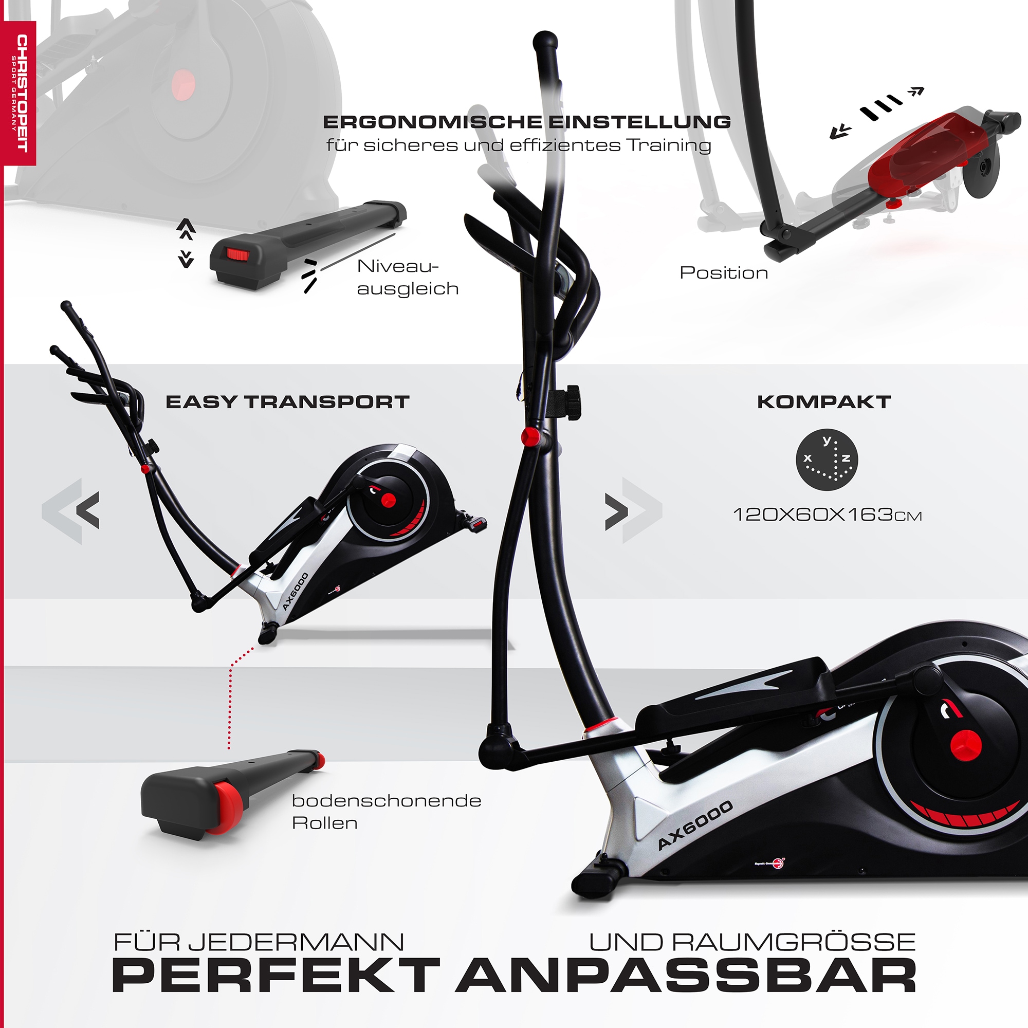 Christopeit Sport® Crosstrainer »AX 6000«, Schwungmasse ca. 8 kg, 10 Widerstandsstufen