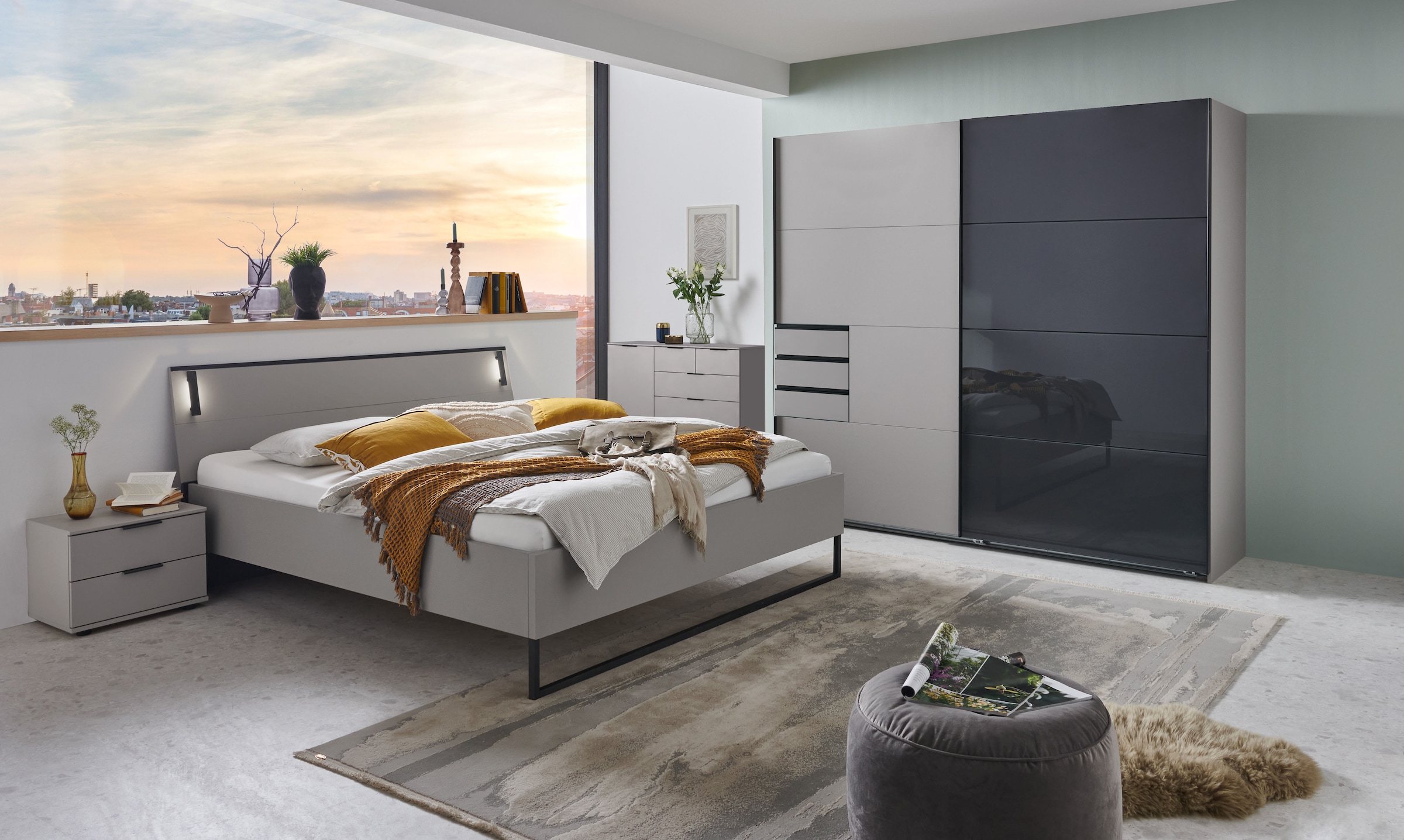 Wimex Nachtkommode »Tilburg, einzeln oder im 2er Set, Made in Germany« Nachtschrank mit 2 Schubladen, schwarze Metallgriffe