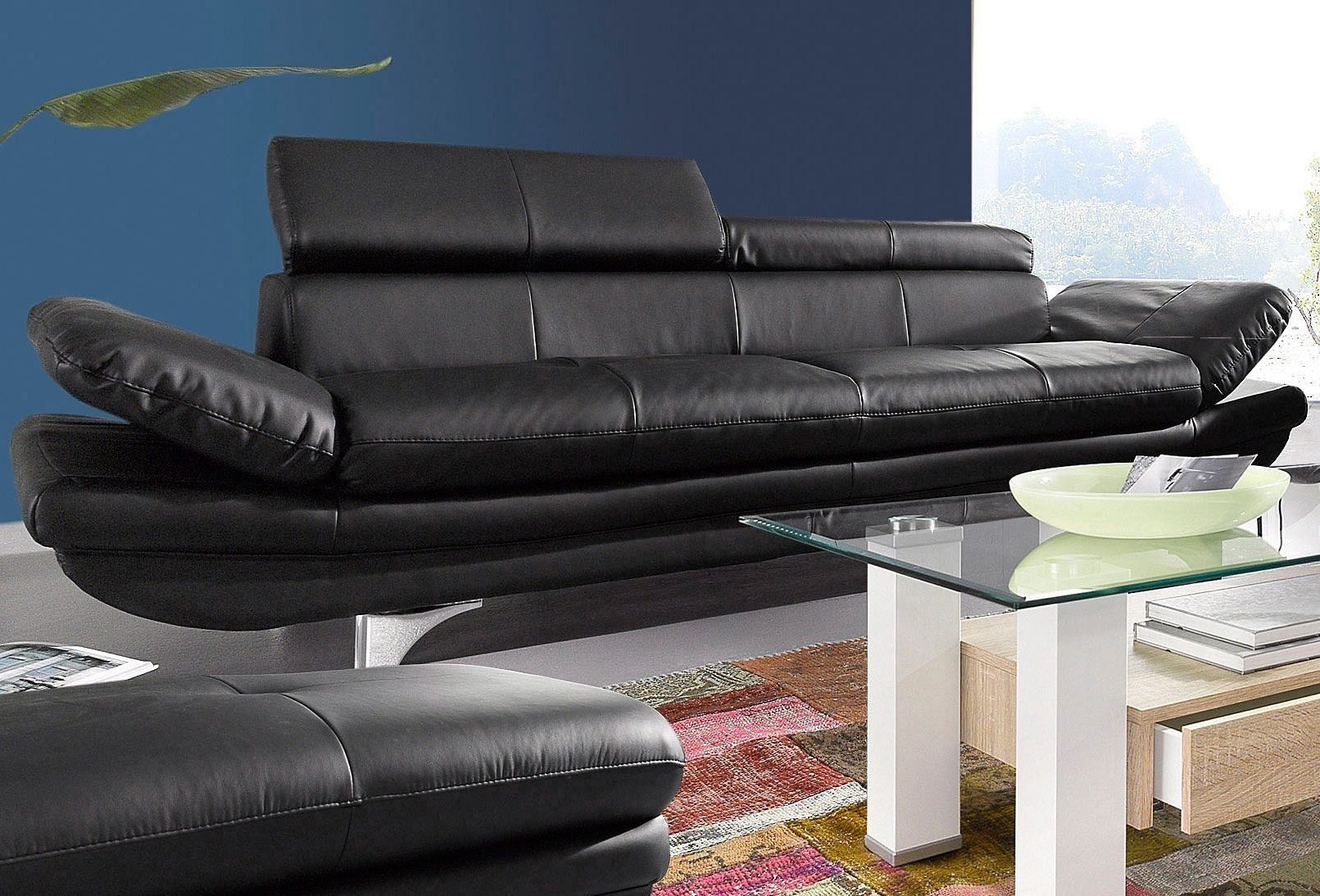 COTTA Polstergarnitur »Enterprise«, (Set), Set bestehend aus: 3-Sitzer mit Arm- & Kopfteilverstellung & Hocker