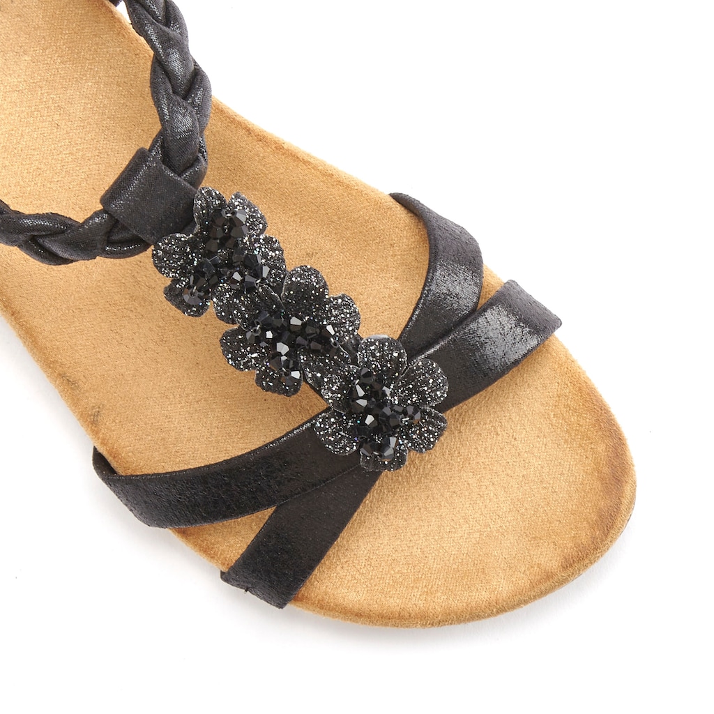 LASCANA Sandale, mit Schmucksteinchen und elastischem Riemchen