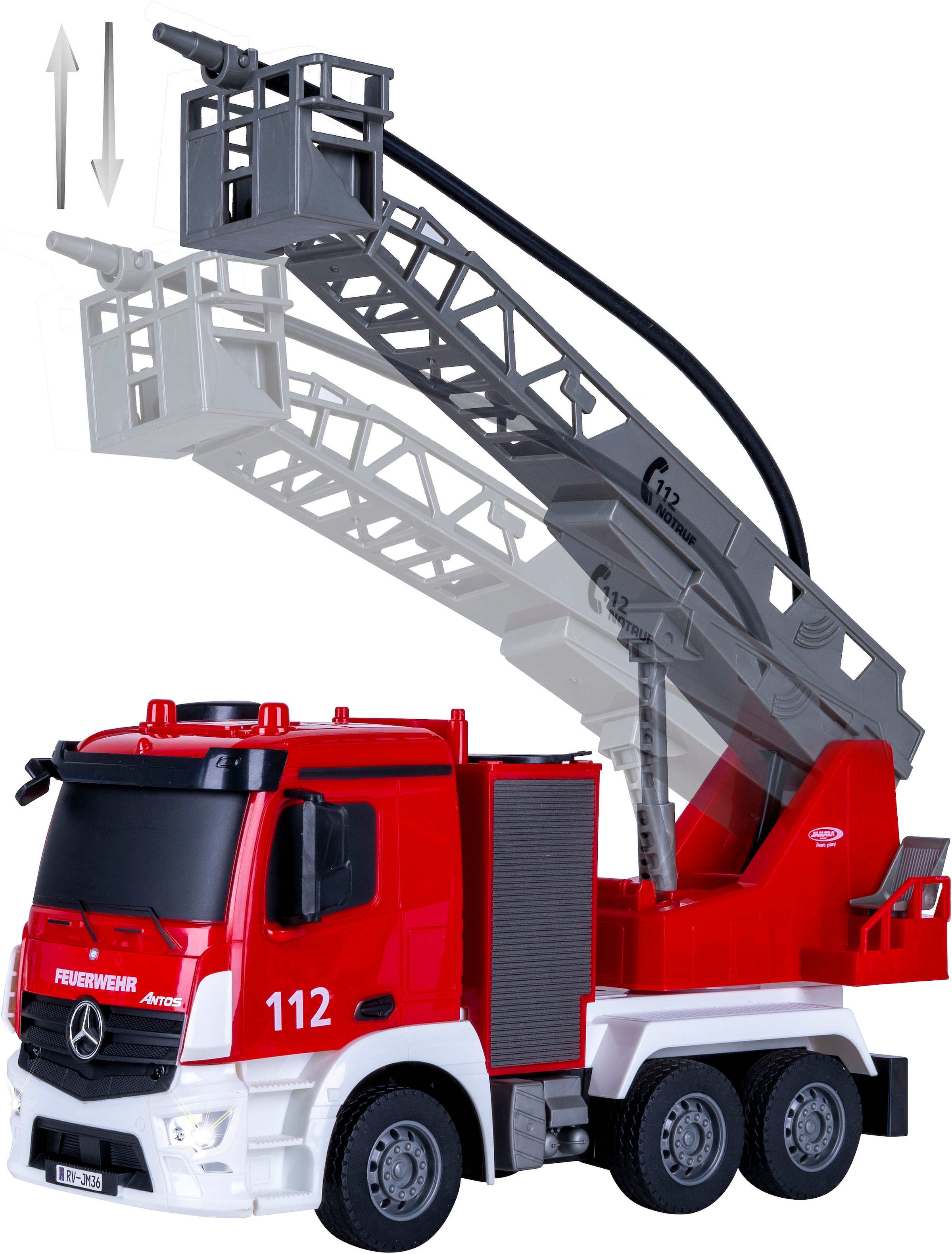Jamara RC-LKW »Feuerwehr Drehleiter Mercedes -Benz Antos 2,4GHz«, mit Spritzfunktion; LED-Licht; Maßstab 1:26