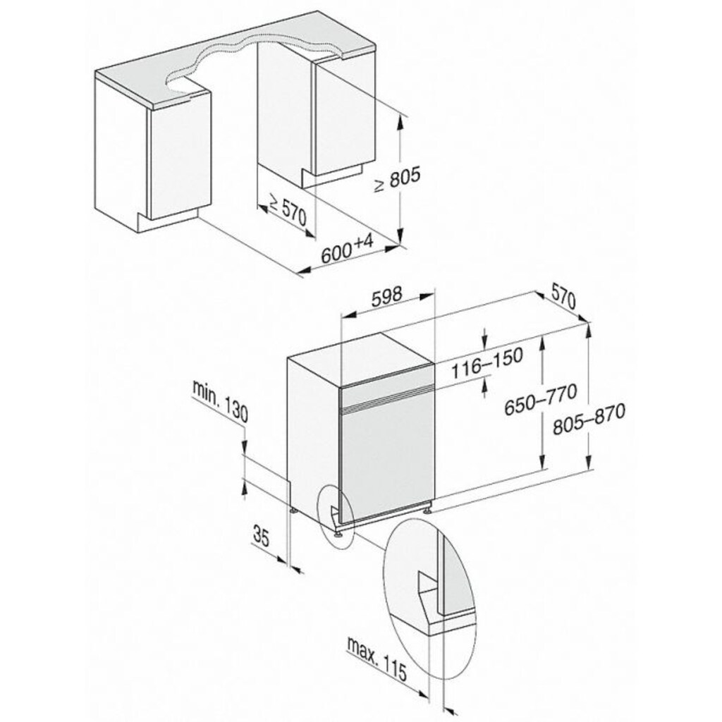 Miele teilintegrierbarer Geschirrspüler, G 7110 SCi AutoDos, 8,4 l, 14 Maßgedecke