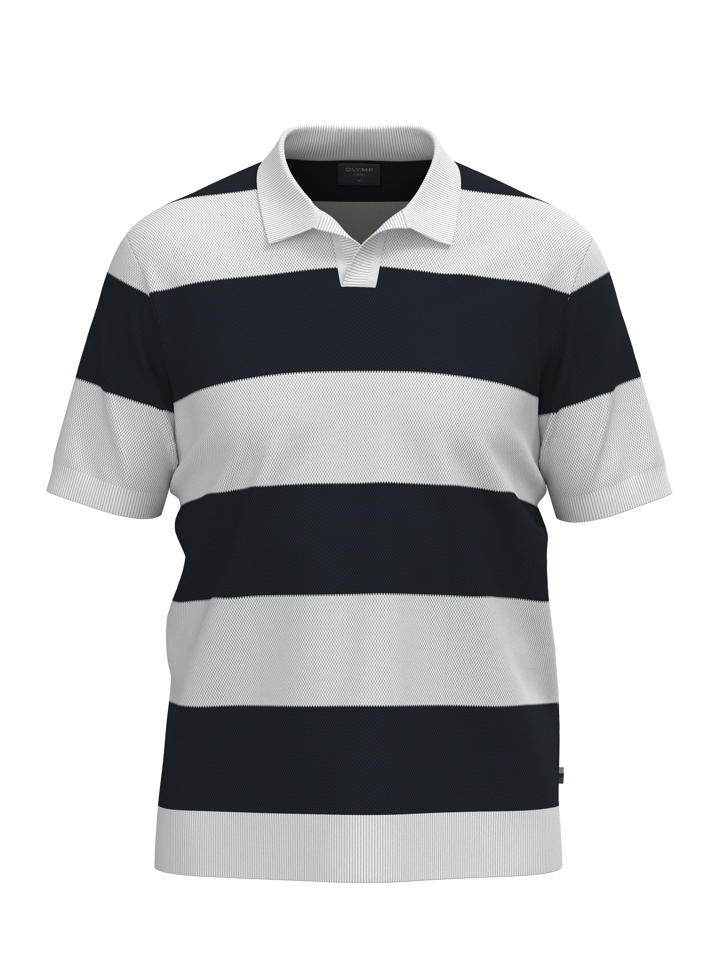 OLYMP Kurzarmshirt mit Block-Streifen und im Strick-Look