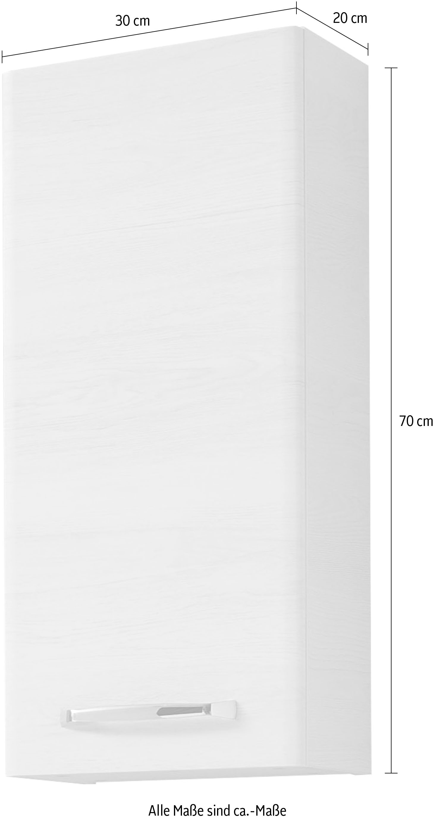 Saphir Hängeschrank »Quickset Wand-Badschrank 30 cm breit mit 1 Tür und 2 Glas-Einlegeböden«, Badezimmer-Hängeschrank inkl. Türdämpfer, Griffe in Chrom Glanz