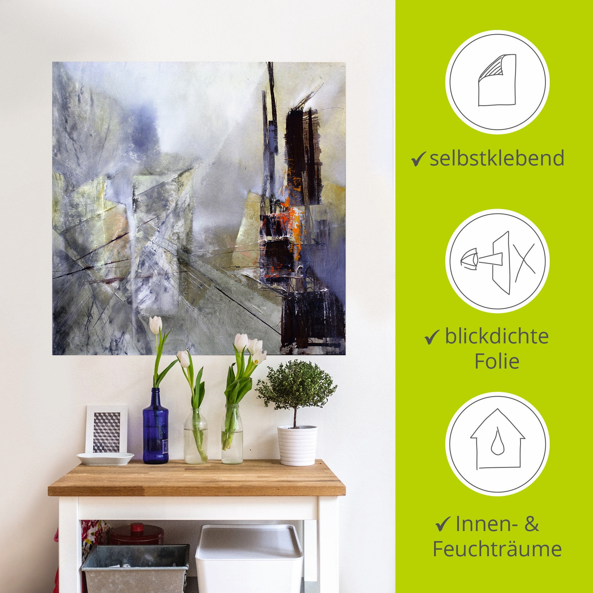 Artland Wandbild »Abstrakte Komposition in weiß«, Gegenstandslos, (1 St.), als Poster, Wandaufkleber in verschied. Größen