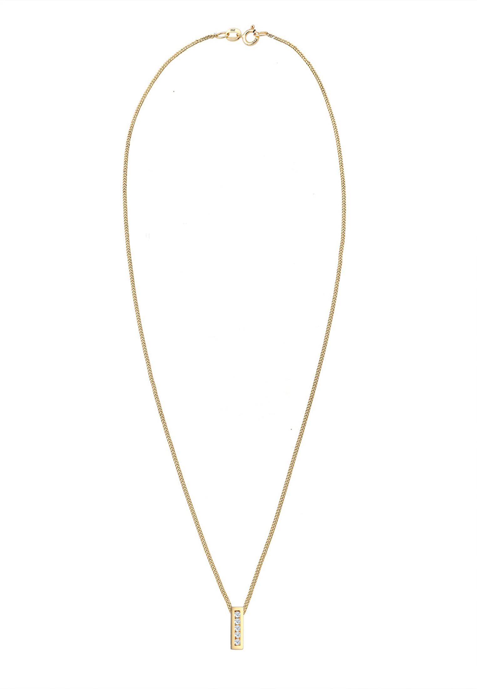 Elli DIAMONDS Silberkette »Halskette Anhänger Diamanten Weiß Brillantschliff (0.075 ct) 585 Gelbgold«
