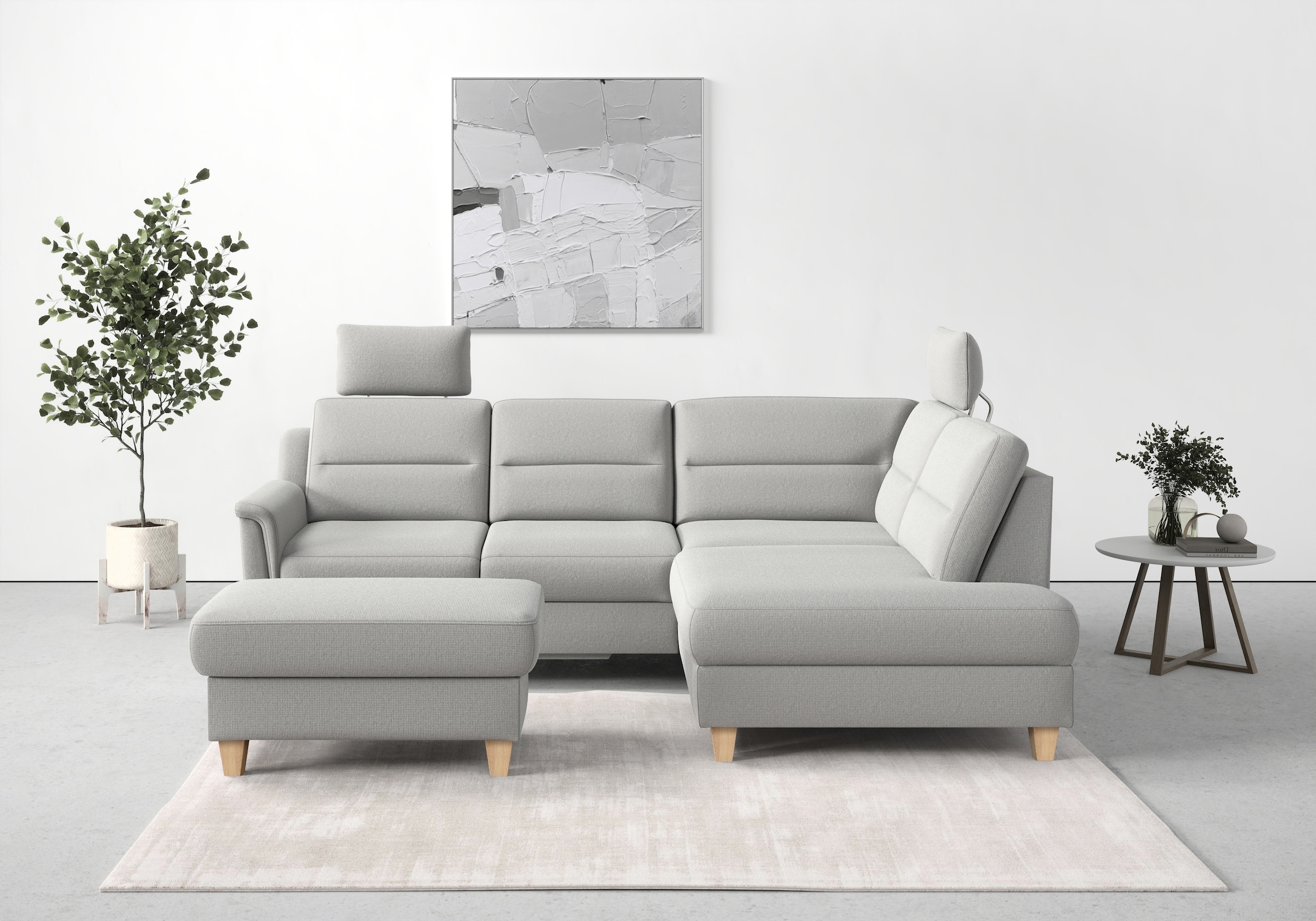 sit&more Stauraumhocker »Farö«, mit Stauraum und Federkern und naturfarbenen Füßen