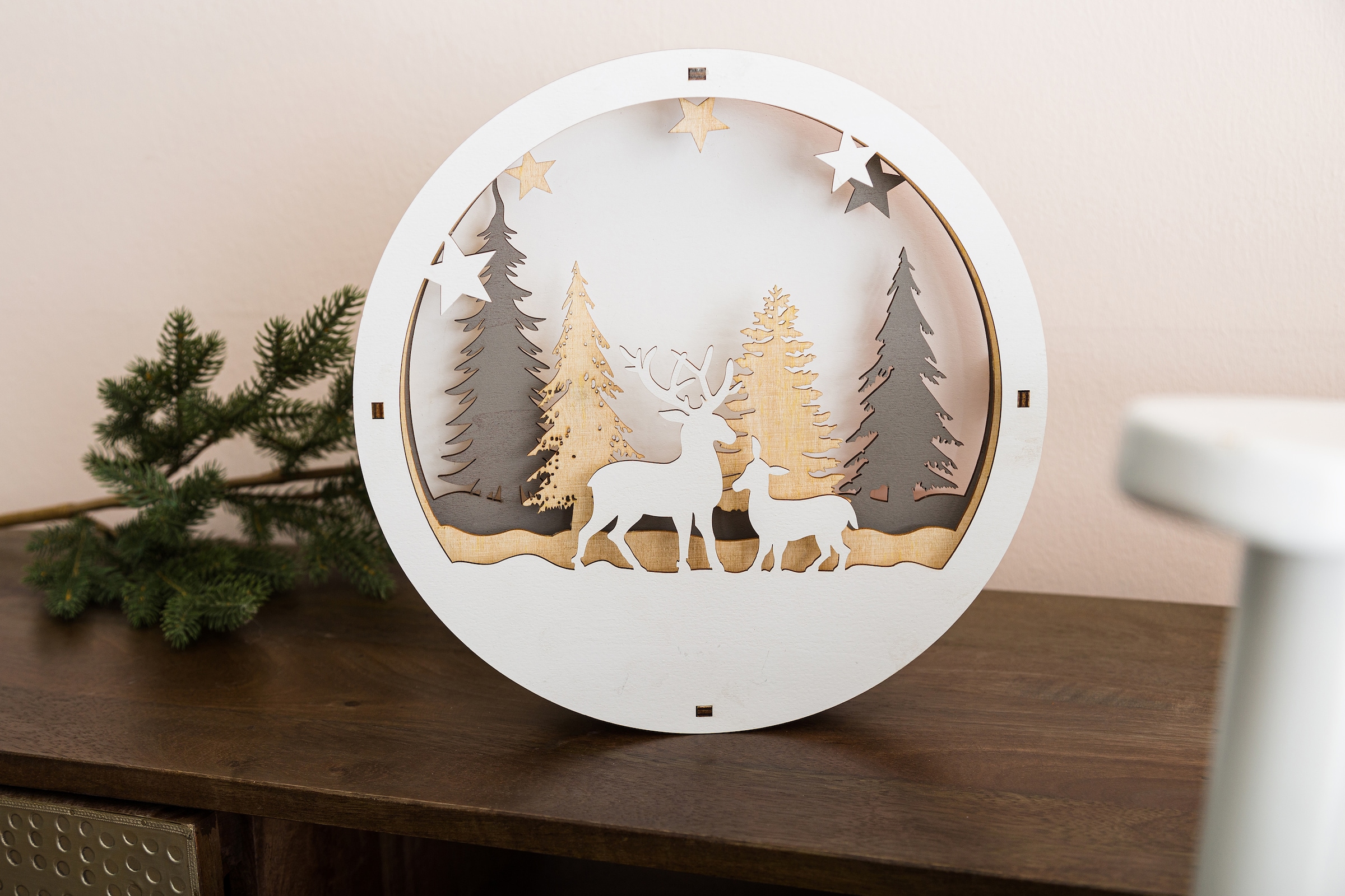 Myflair Möbel & Accessoires Weihnachtsszene »Weihnachtsdeko« Winterszenerie, mit LED Beleuchtung, Höhe ca. 29 cm