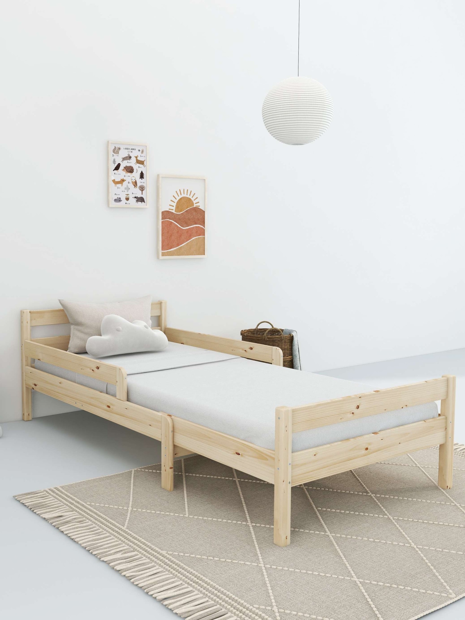 Home affaire Kinderbett »Wenke,  ausziehbar von 140 bis 200 cm, FSC®« 90cm Breite, 140-200cm Liegefläche,  massive Kiefer, mit Lattenrost, zeitlose Optik,  Rausfallschutz