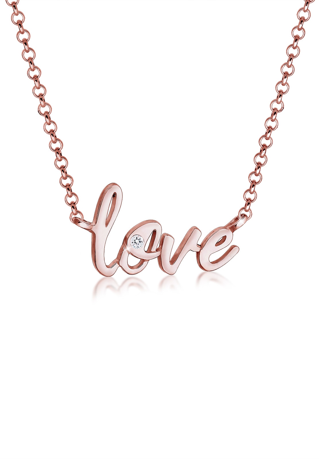 Elli Collierkettchen »Love Liebe Wording Kristalle 925 Silber«