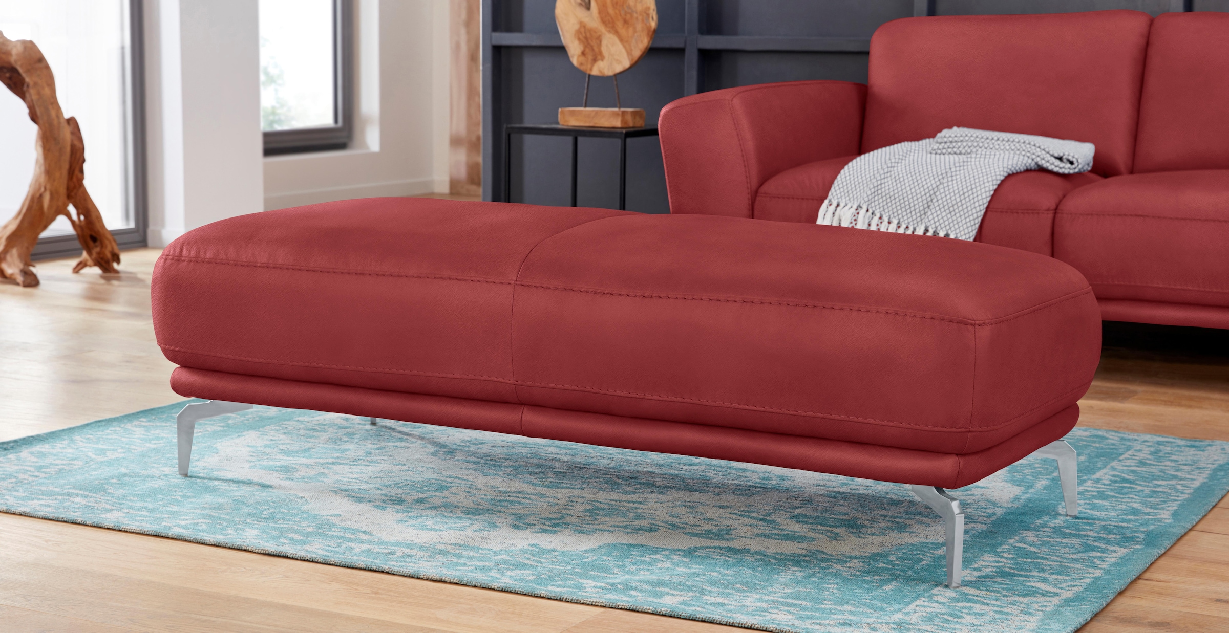 W.SCHILLIG Hocker »montanaa« mit Metallfüßen in Silber matt, Breite 141 cm