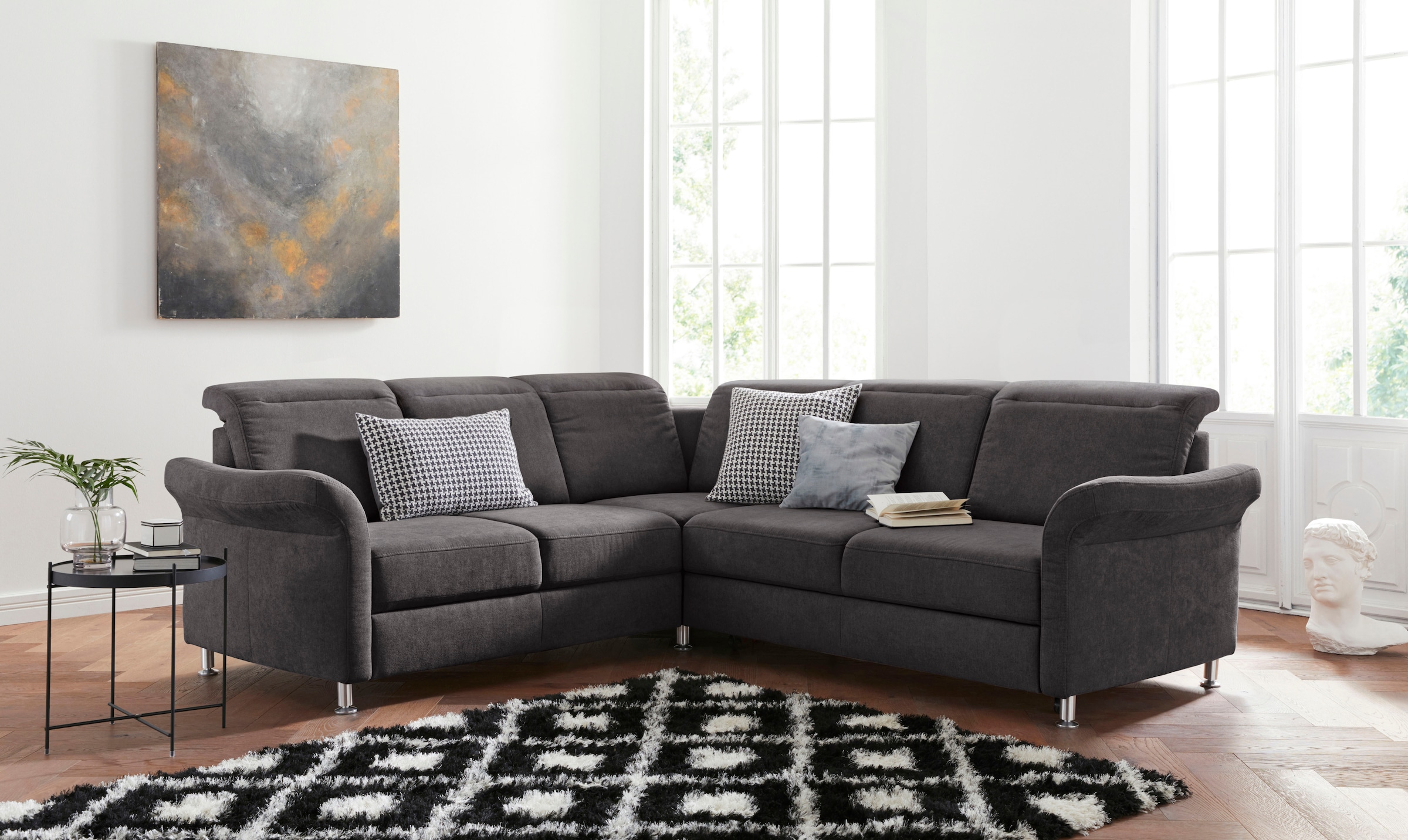 sit&more Ecksofa »Darwin L-Form« inklusive Federkern, wahlweise mit Kopfteilverstellung, Schlaffunktion