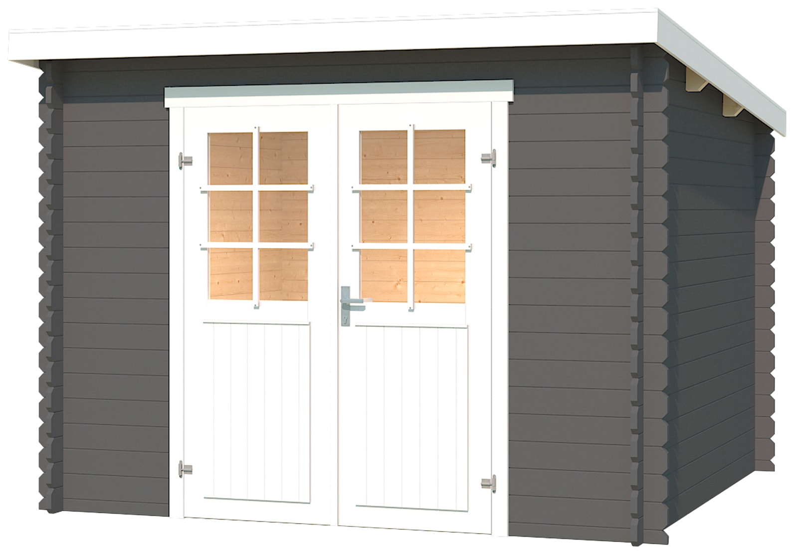 Lasita Maja Gartenhaus »San Jose 230« Blochbohlenhaus 28mm, Fundamentmass 2750x2300, Carbongrau in grau