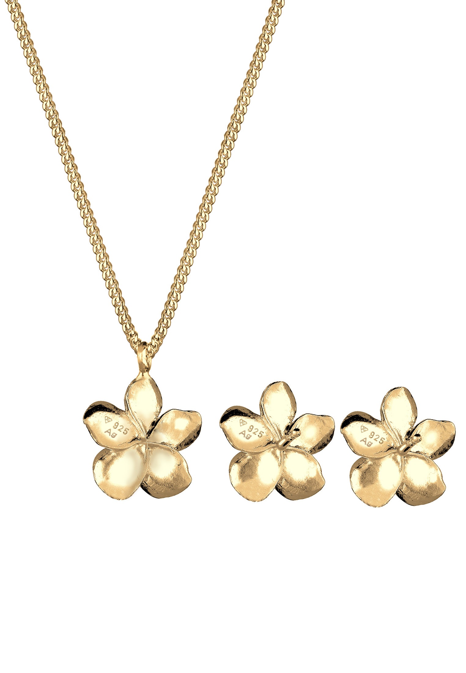Elli Ohrring und Ketten Set »Schmuckset Frangipani Blüte 925 Sterling Silber«
