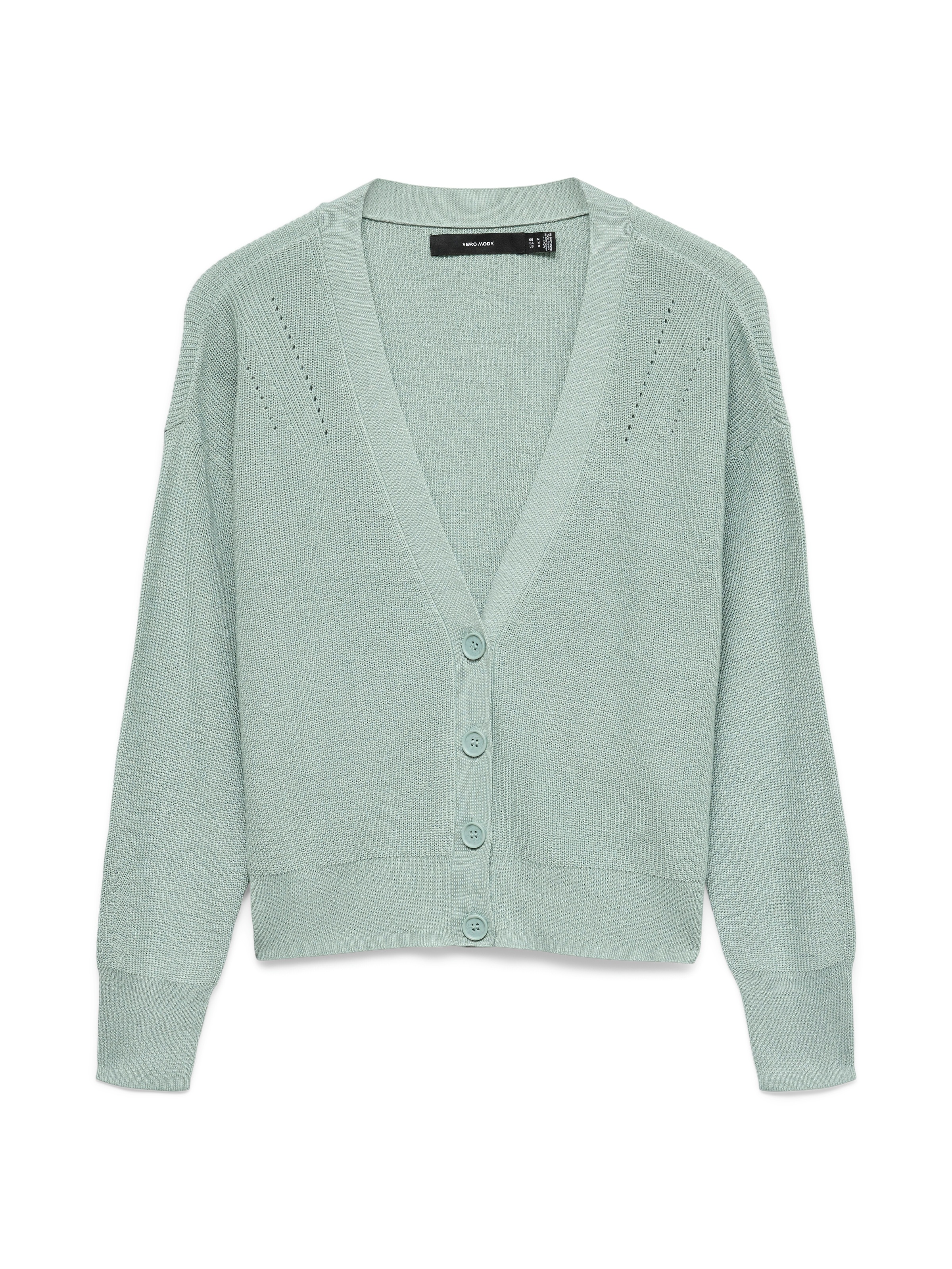 Vero Moda Strickjacke »VMNEWLEXSUN LS SHORT V-NECK CAR GA NOOS«, mit Knopfleiste