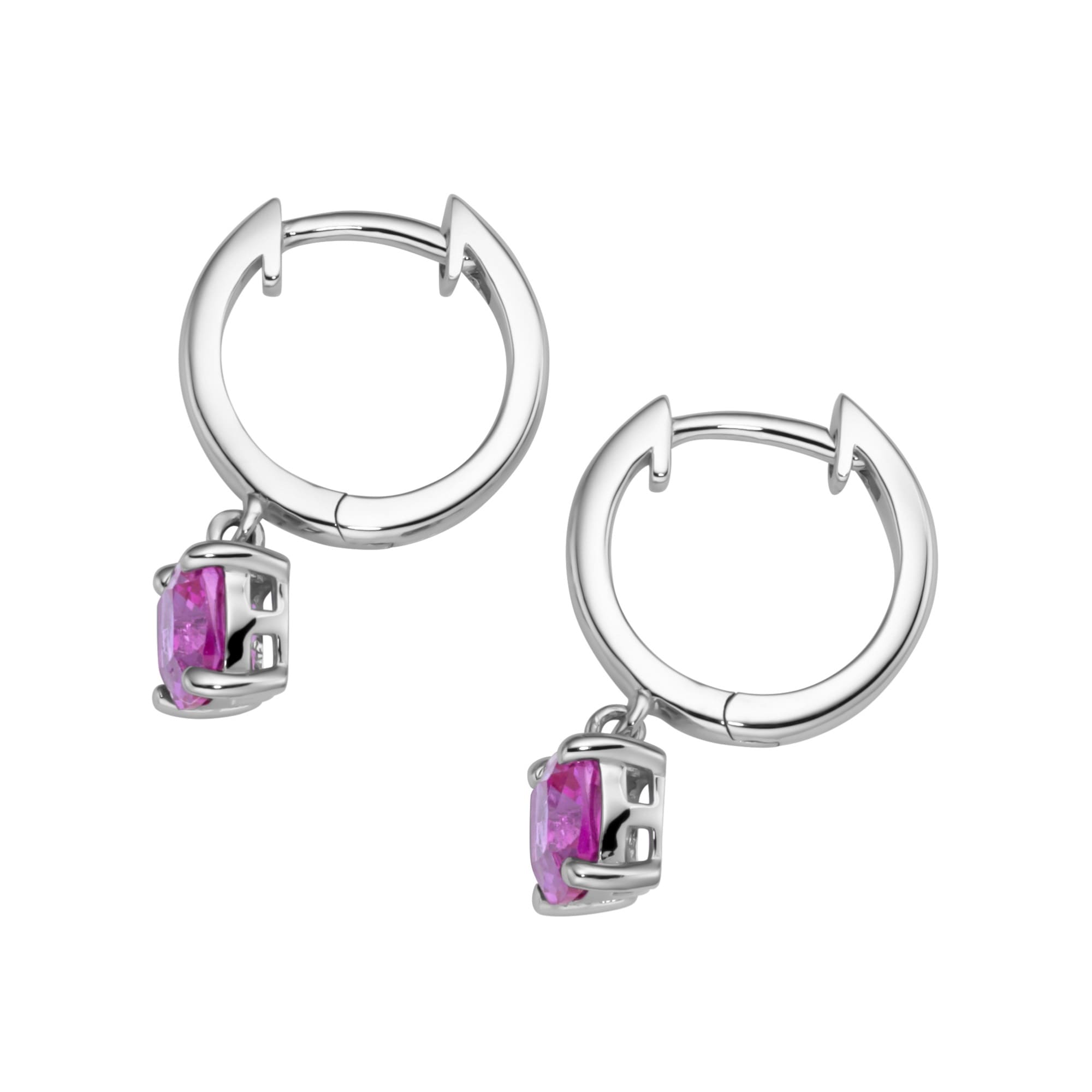 Smart Jewel Paar Creolen »Klappcreolen lila Zirkonia o. synth. Korund blau o. fuchsia, Silber 925«