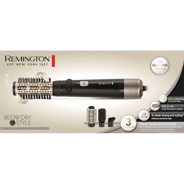 Remington Warmluftbürste »Blow Dry & Style AS7580«, 3 Aufsätze}, 1.000 Watt  (rotierender Airstyler/Rund-& Lockenbürste) alle Haarlängen jetzt bestellen  bei OTTO