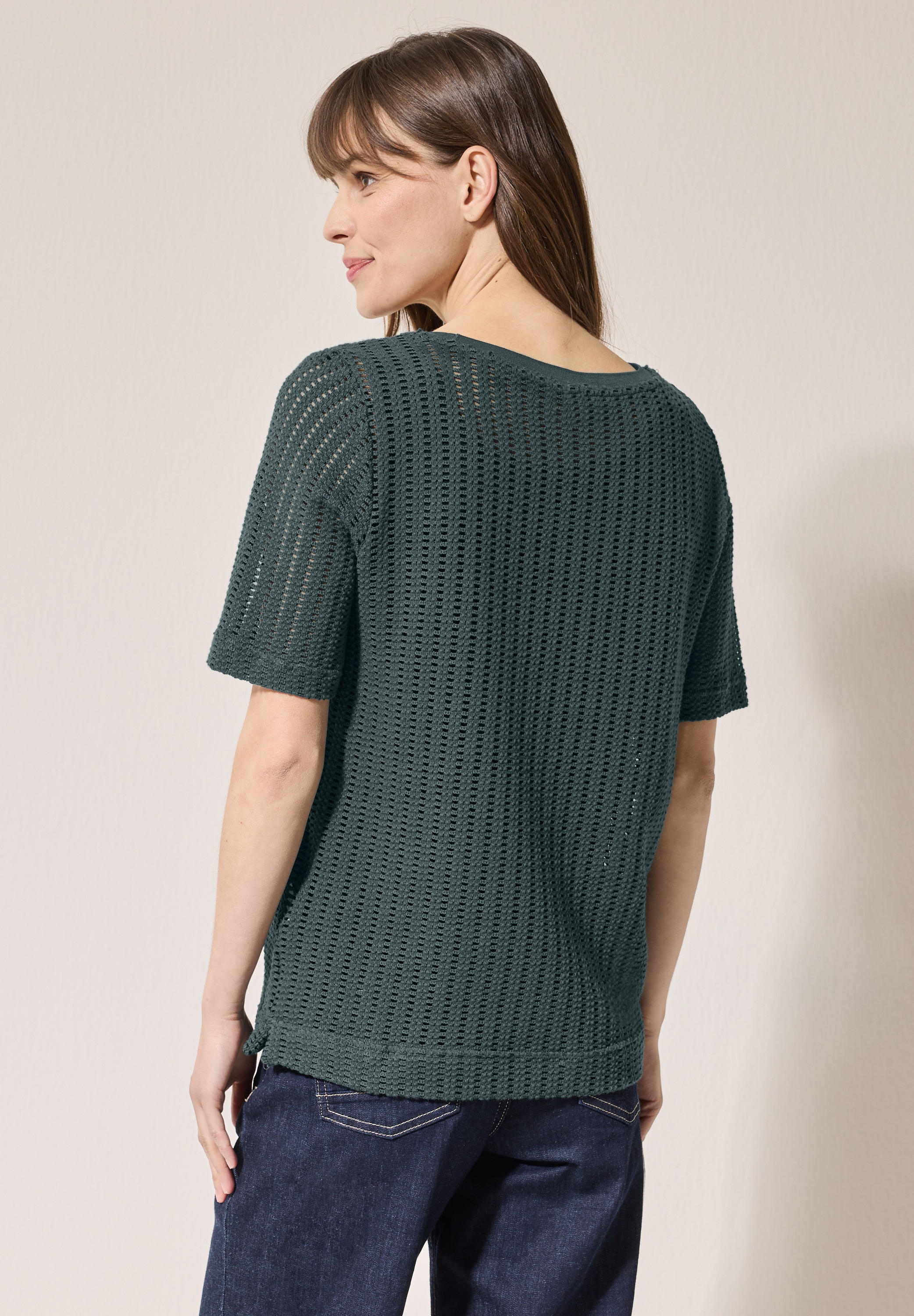 Cecil T-Shirt, mit Strickstruktur und Lochmuster