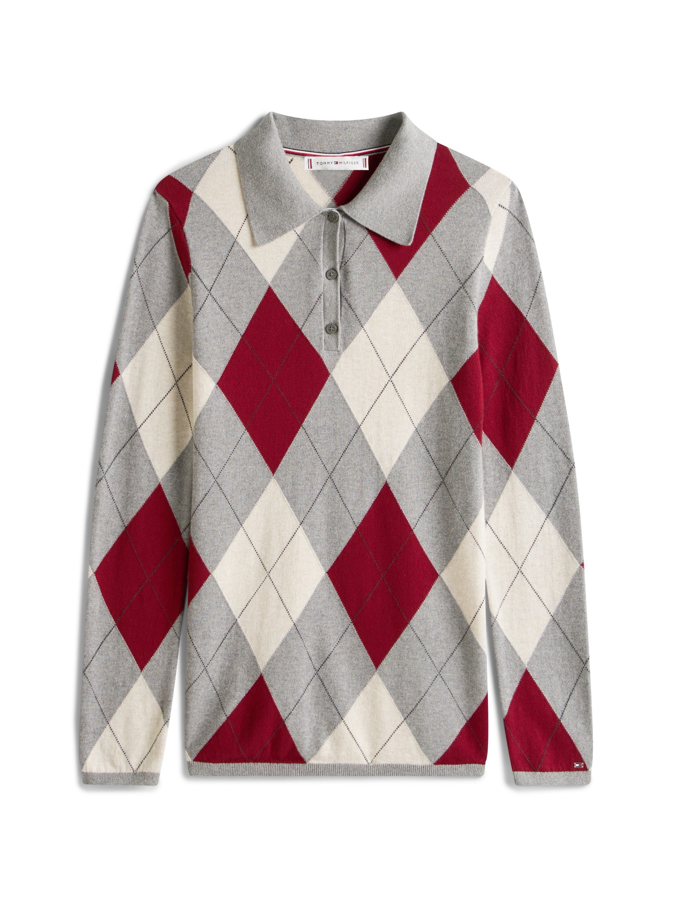 Tommy Hilfiger Strickpullover »CO ARGYLE POLO-NK SWEATER«