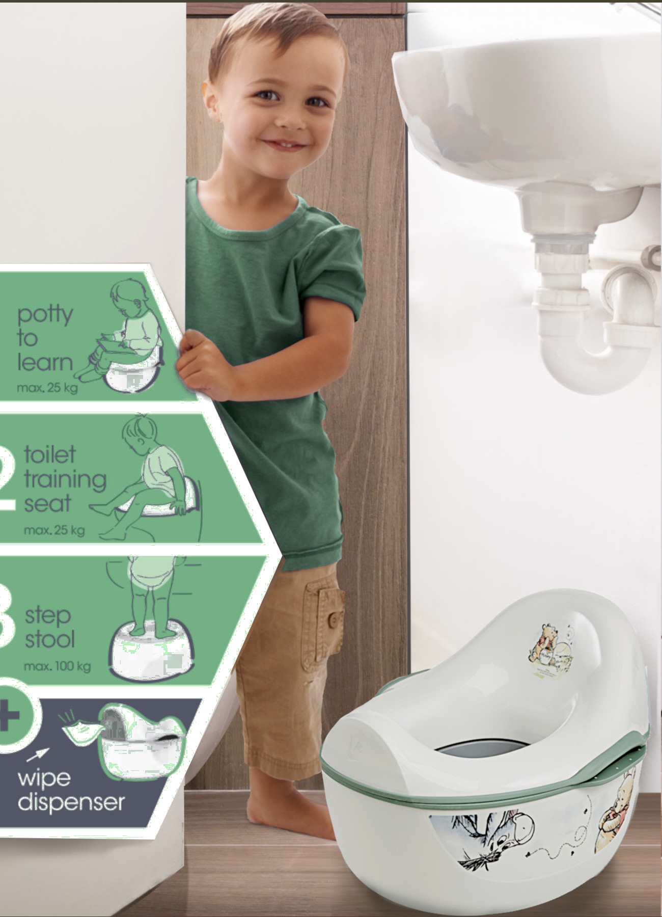 keeeper Toilettentrainer »kasimir babytopf deluxe 4in1, winnie nordic white«, Made in Europe, FSC® - schützt Wald - weltweit