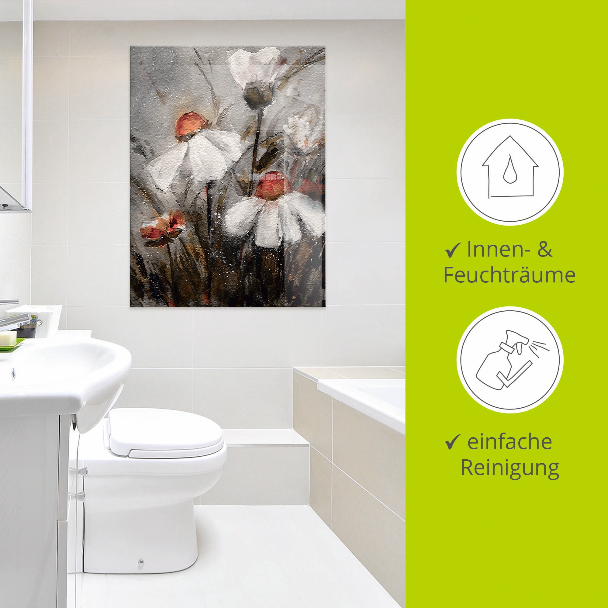 Artland Glasbild »Margeriten I«, Blumen, (1 St.), in verschiedenen Größen