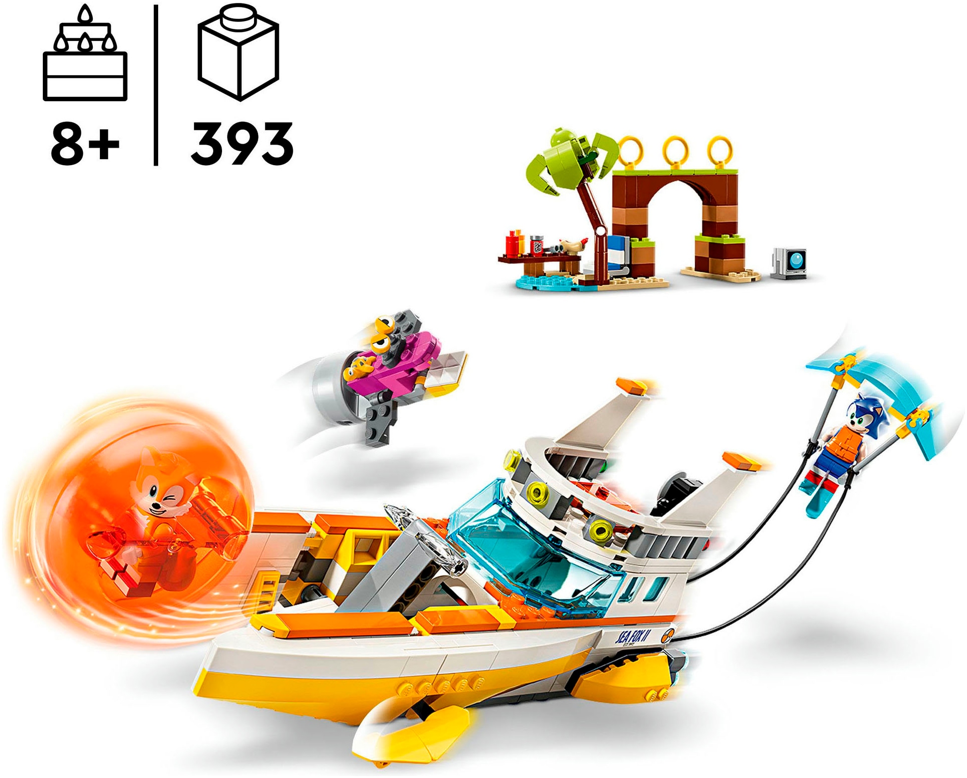 LEGO® Konstruktionsspielsteine »Tails‘ Abenteuerboot (76997), LEGO Sonic«, (393 St.), Made in Europe