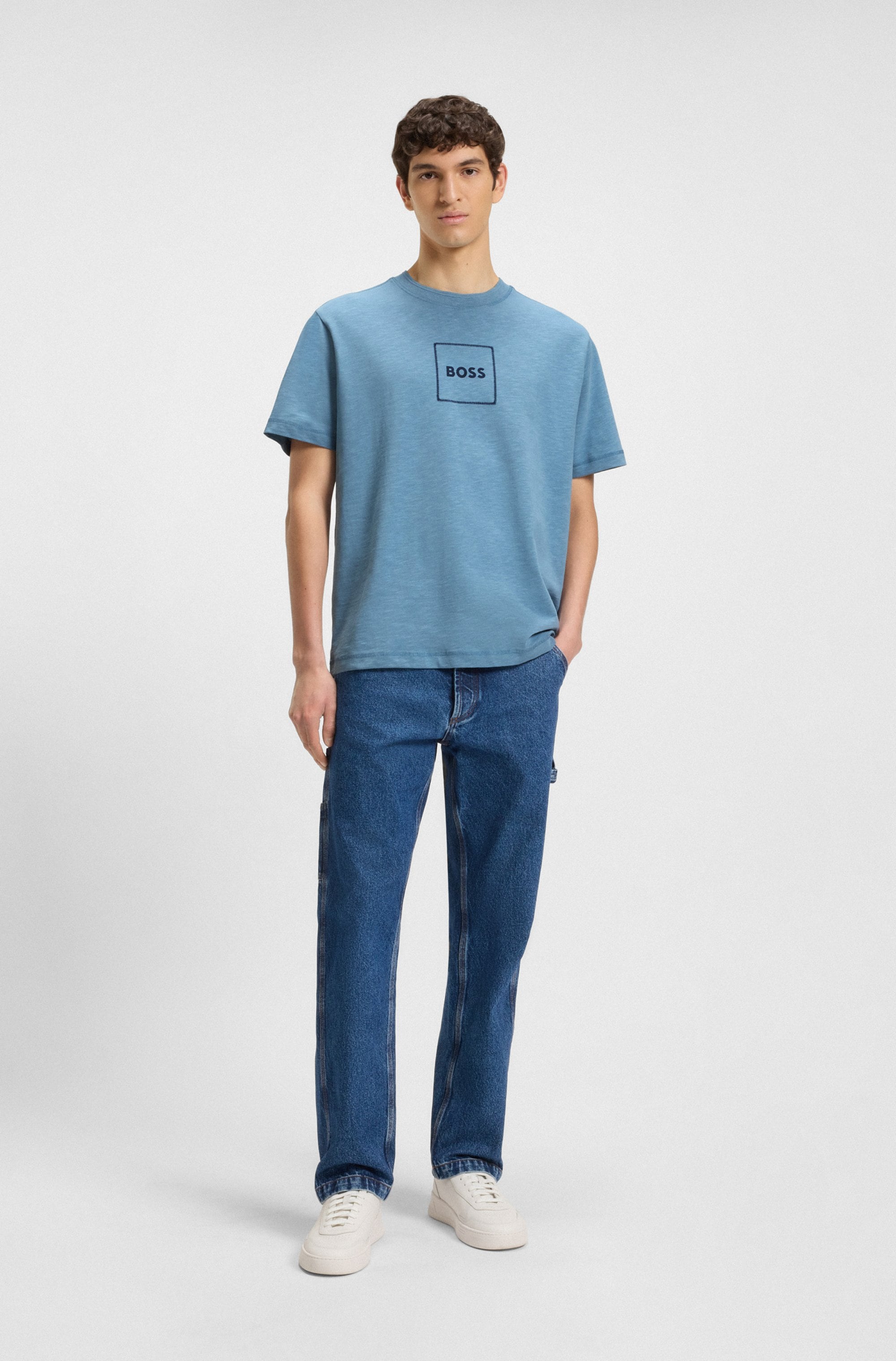 BOSS ORANGE T-Shirt »Te linenlogo«, mit BOSS Schriftzug