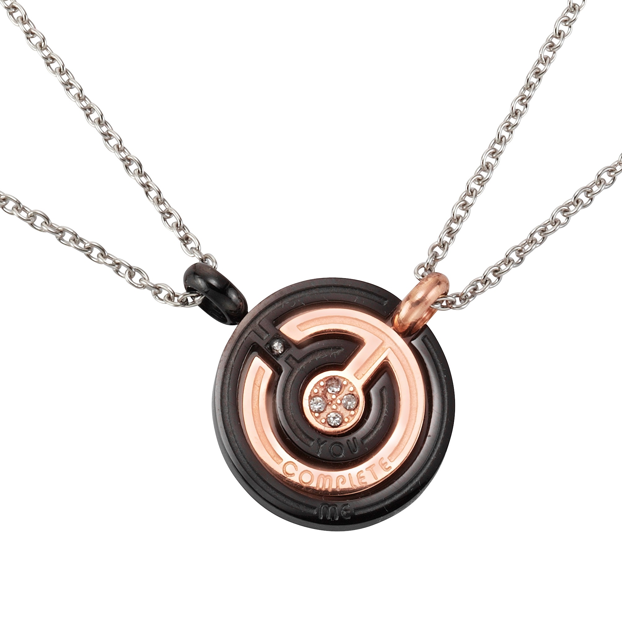 Firetti Kette und Anhänger Set »Partnerschmuck-Set YOU COMPLETE ME«, (4 tlg.), mit Zirkonia